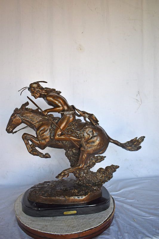 Cheyenne by Remington Bronze Statue Replica - Size: 33"L x 11"W x 29"H.