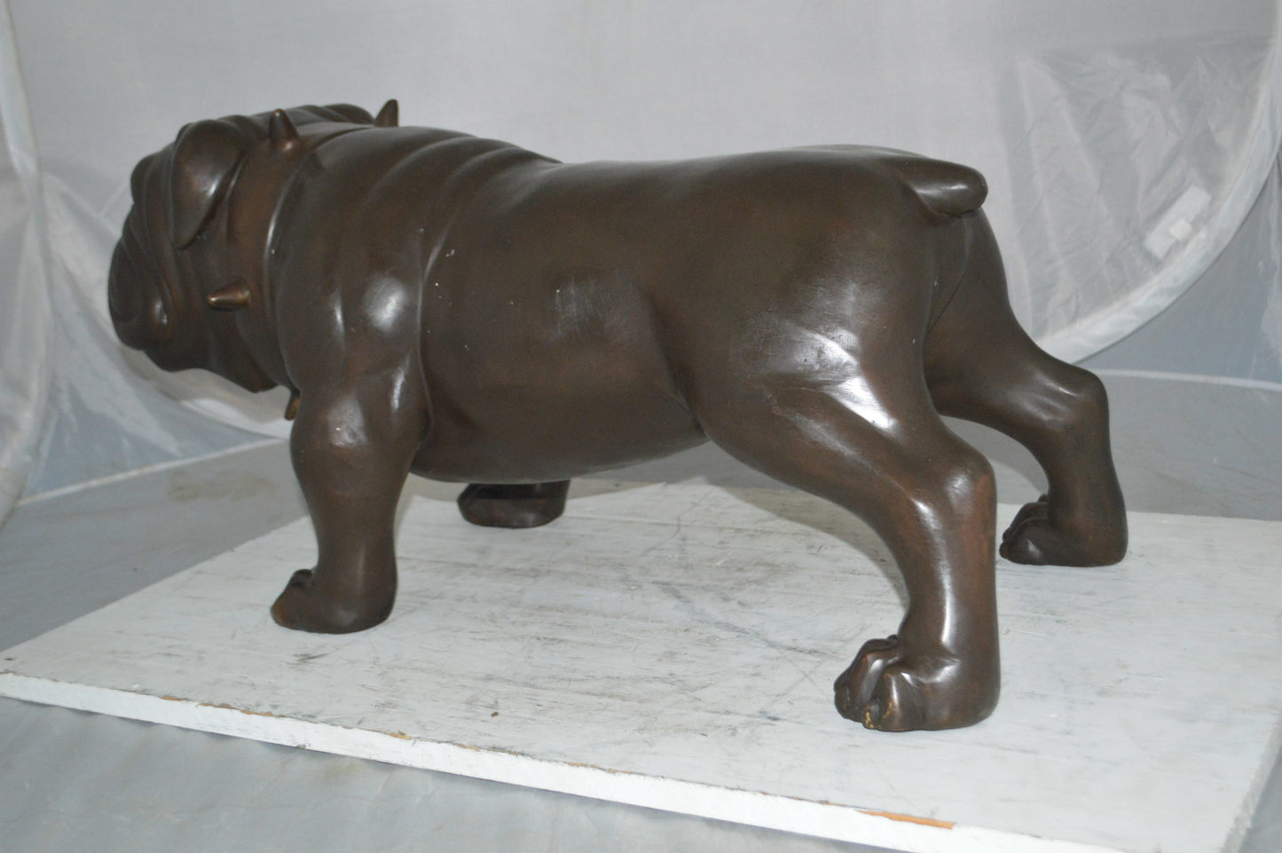 Bulldog Bronze Statue - Size: 31"L x 14"W x 15"H.