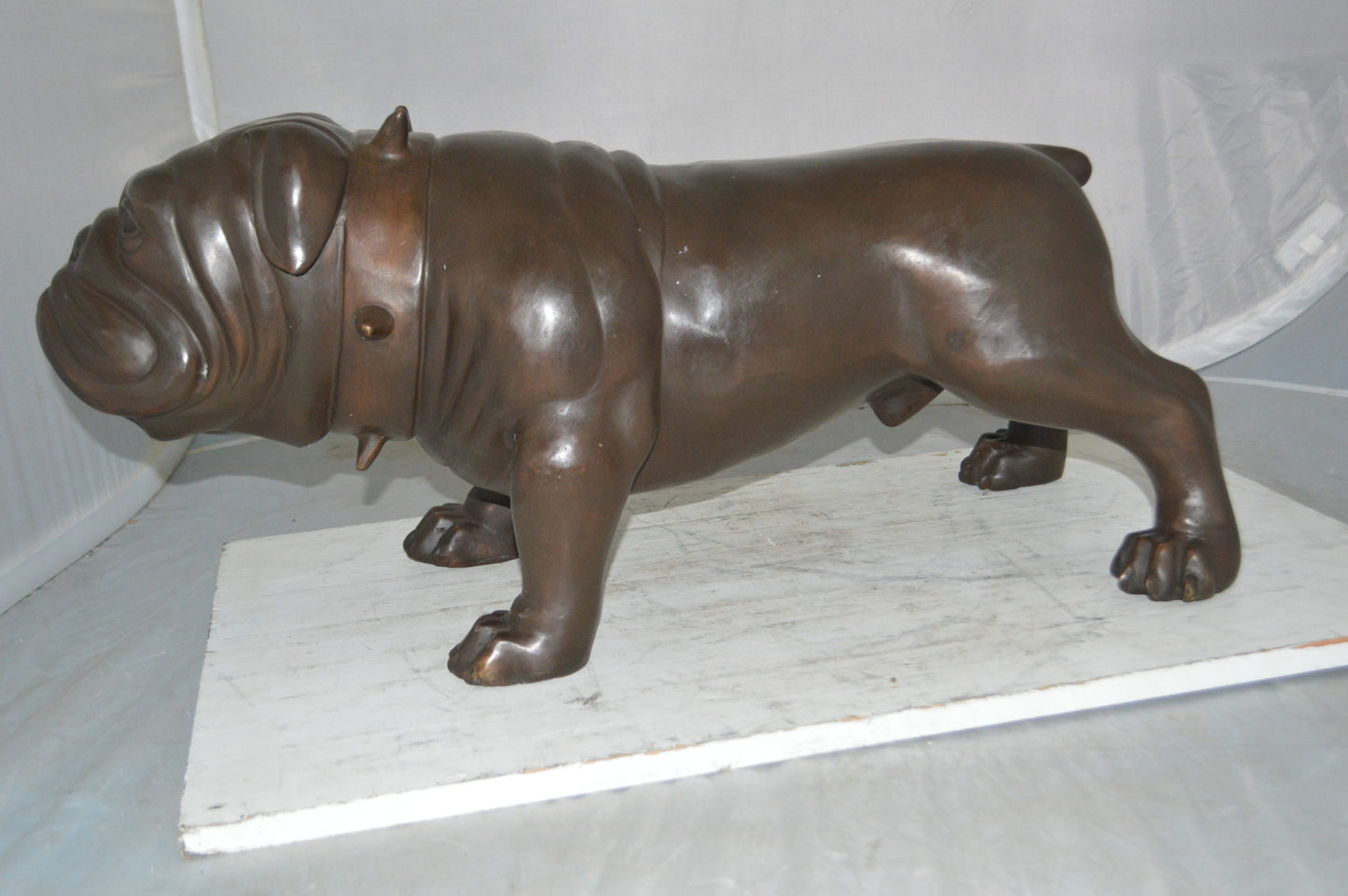 Bulldog Bronze Statue - Size: 31"L x 14"W x 15"H.