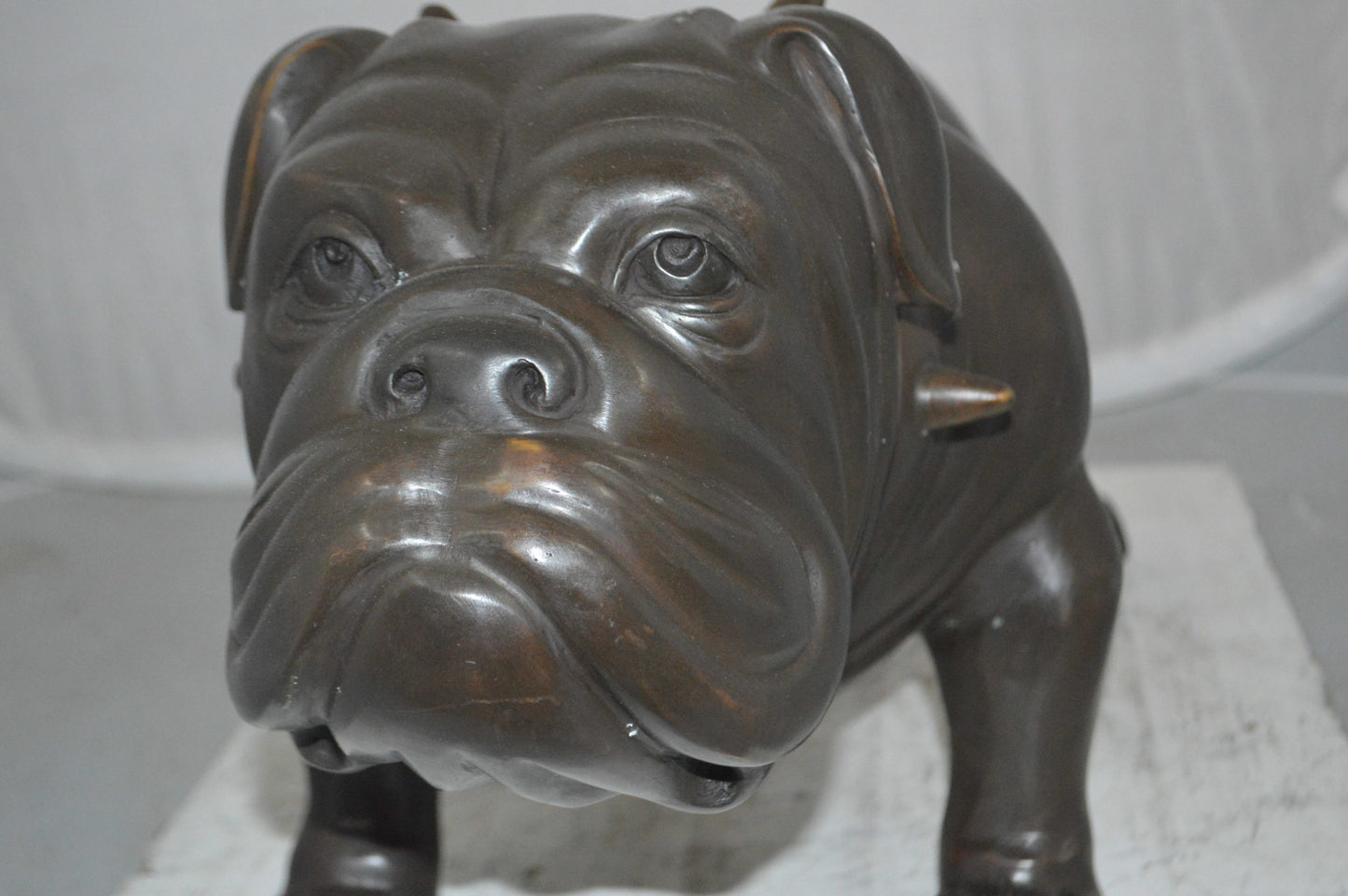 Bulldog Bronze Statue - Size: 31"L x 14"W x 15"H.