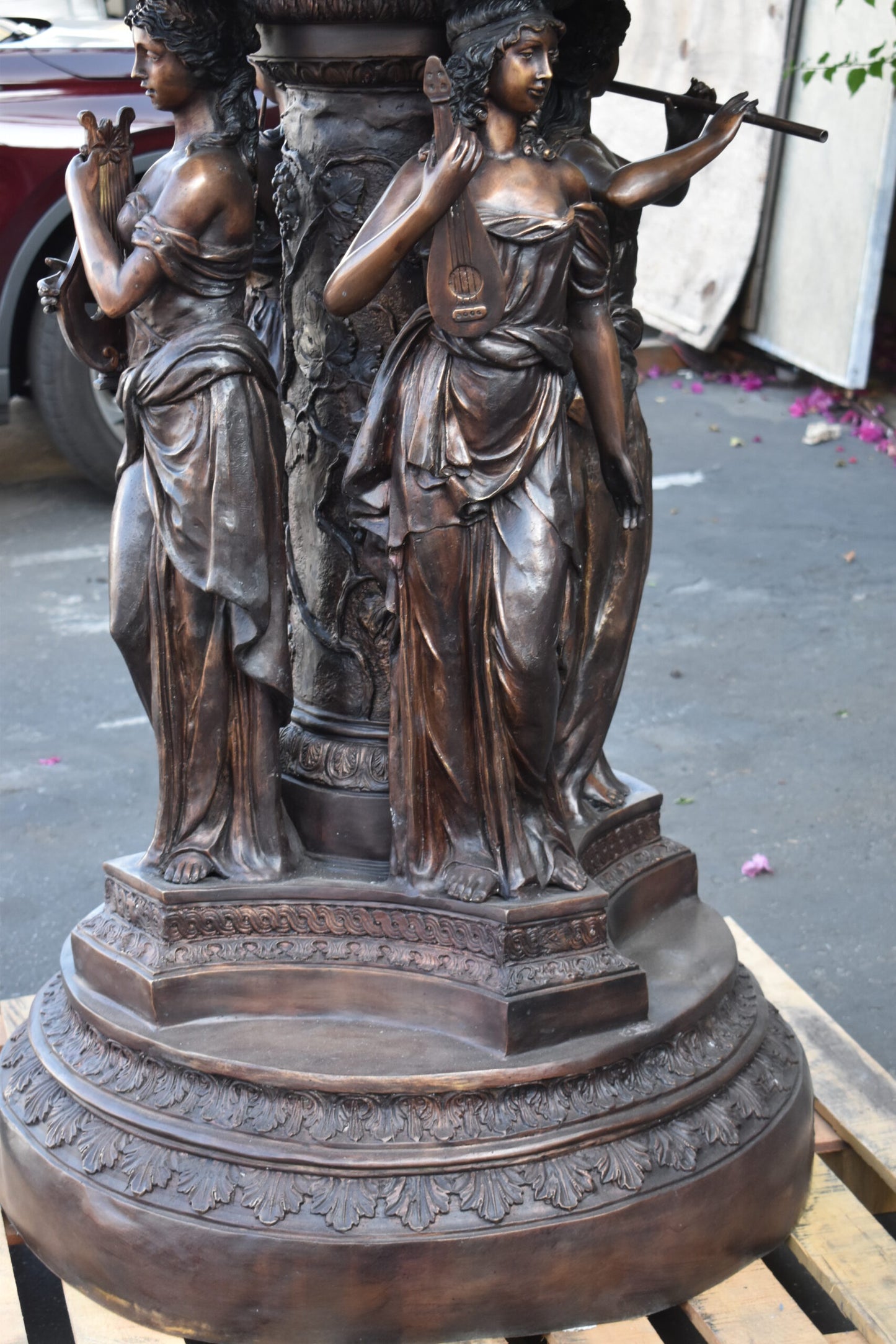 Eleven feet tall Bronze, Tiered Outdoor Fountain - Size: 51"L x 51"W x 138"H.