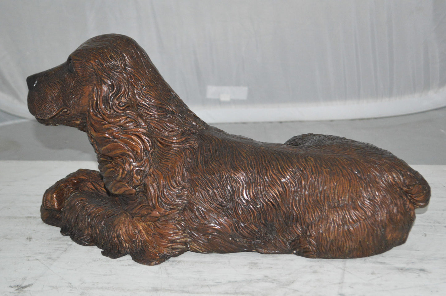 Cocker Spaniel dog Crouching Bronze Statue - Size: 20"L x 10"W x 10"H.