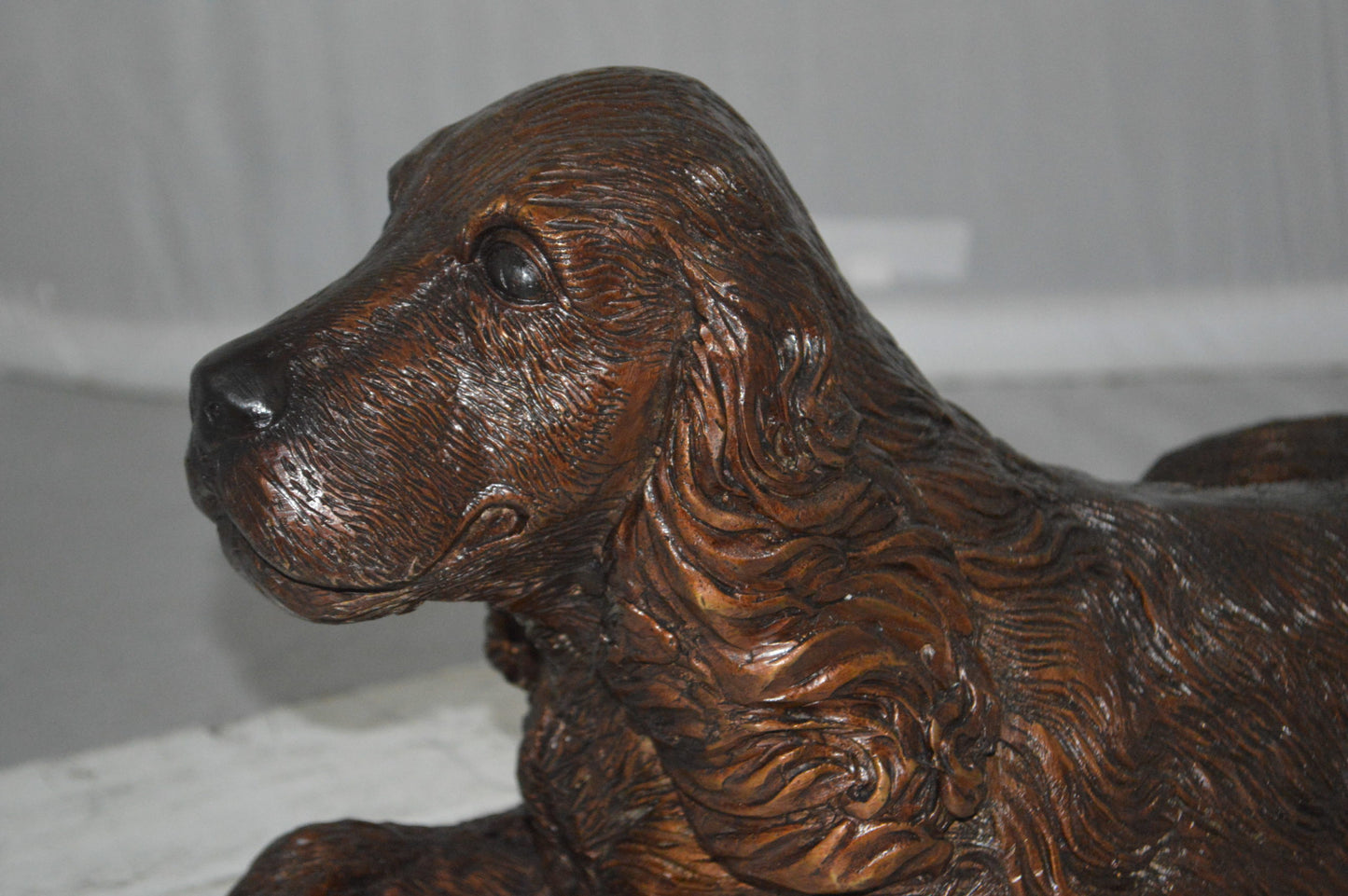 Cocker Spaniel dog Crouching Bronze Statue - Size: 20"L x 10"W x 10"H.