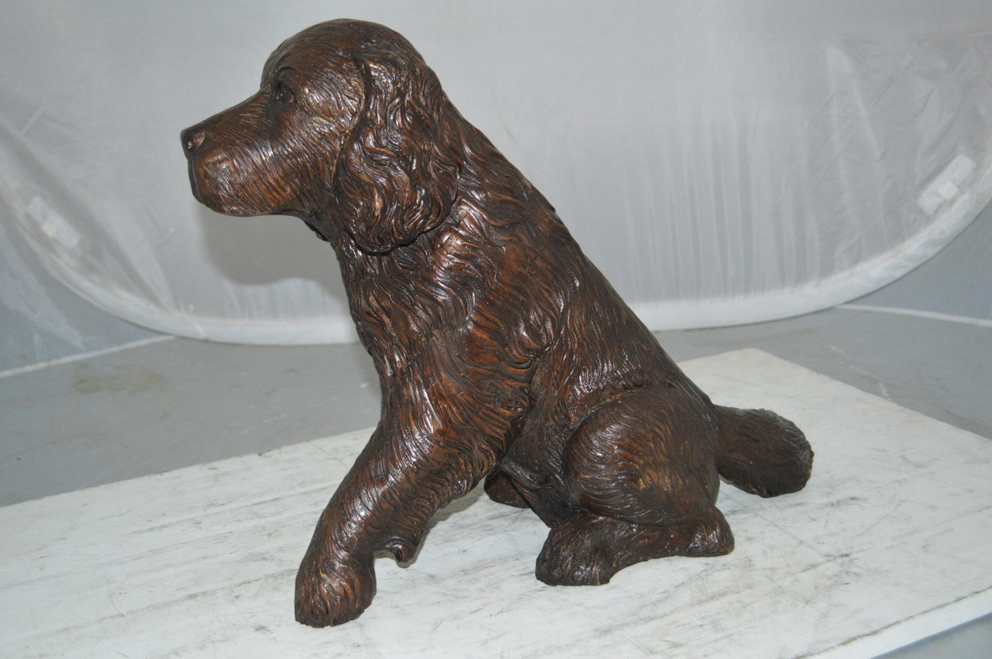 Cocker Spaniel dog Sitting Bronze Statue -  Size: 20"L x 10"W x 16"H.