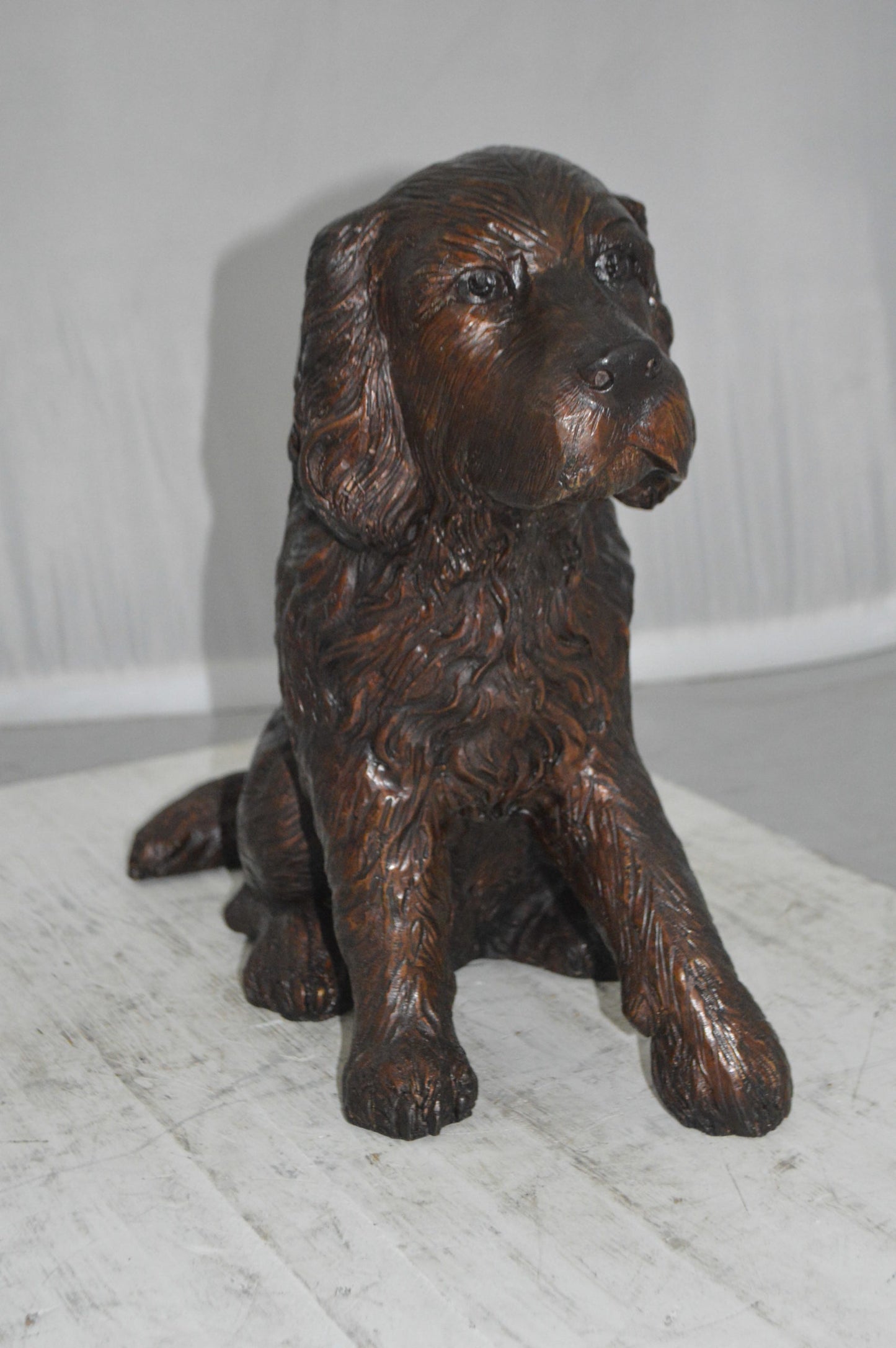Cocker Spaniel dog Sitting Bronze Statue -  Size: 20"L x 10"W x 16"H.