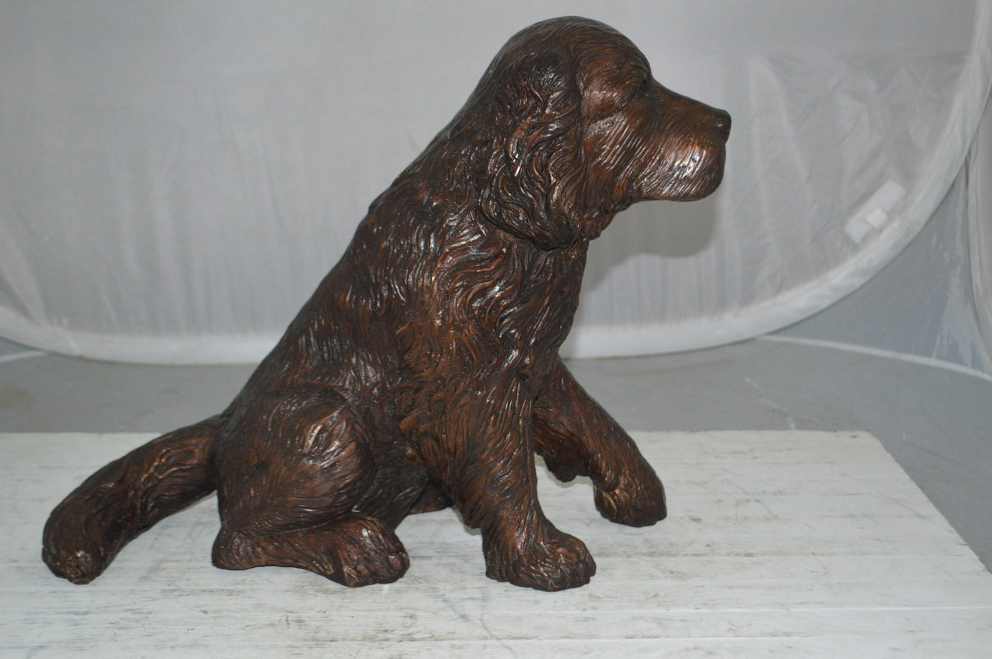 Cocker Spaniel dog Sitting Bronze Statue -  Size: 20"L x 10"W x 16"H.