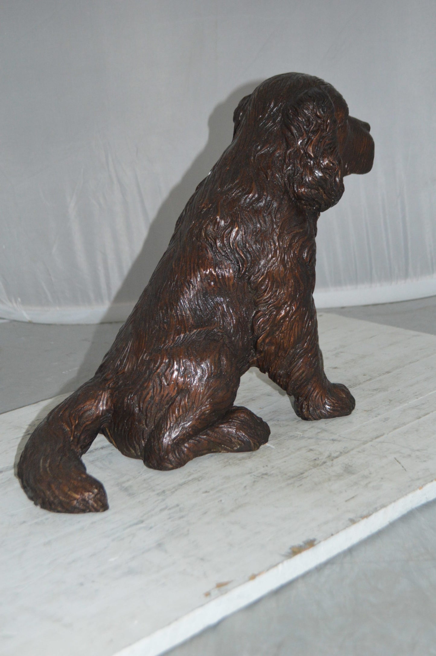 Cocker Spaniel dog Sitting Bronze Statue -  Size: 20"L x 10"W x 16"H.