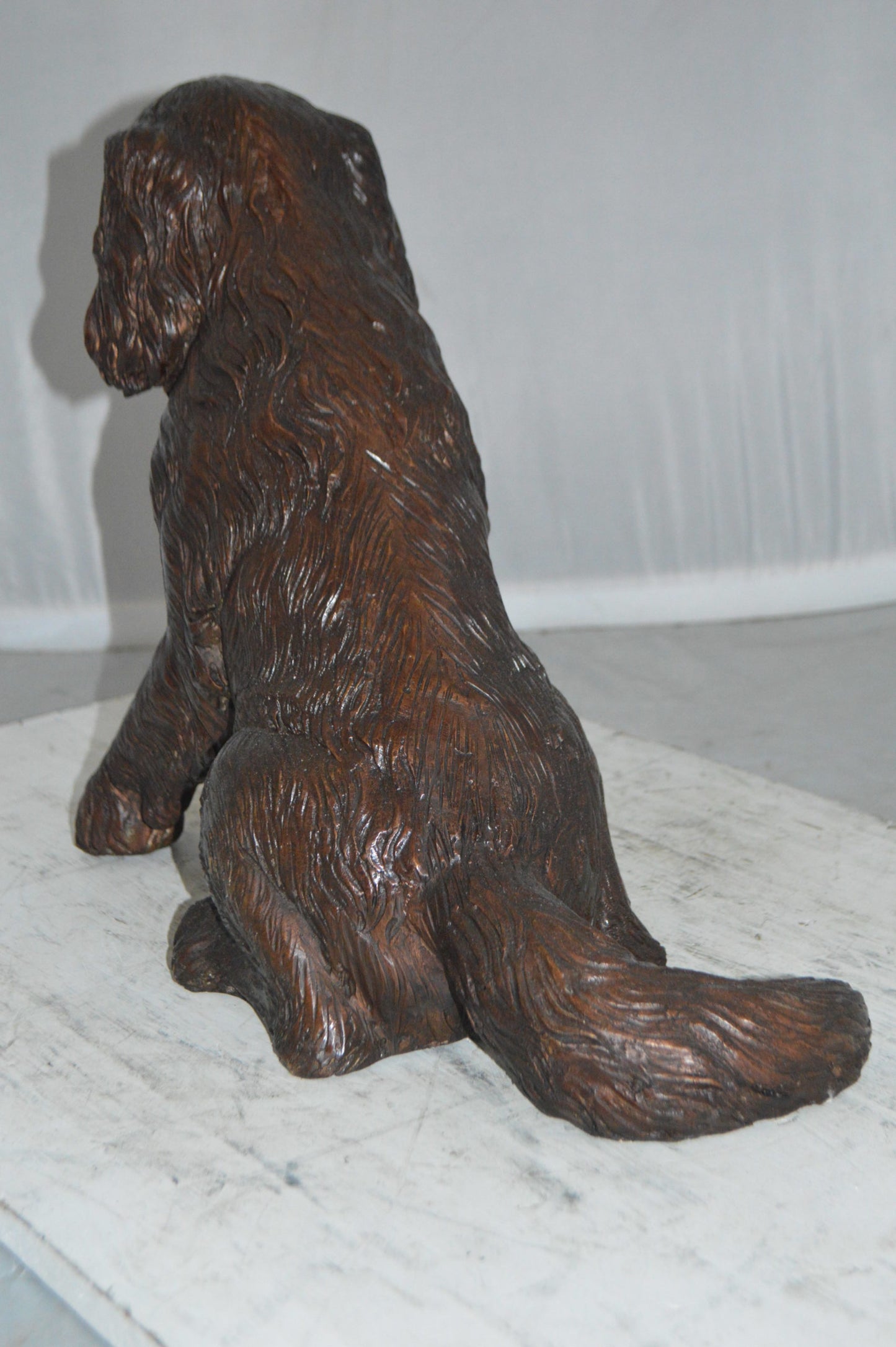 Cocker Spaniel dog Sitting Bronze Statue - Size: 20"L x 10"W x 16"H.