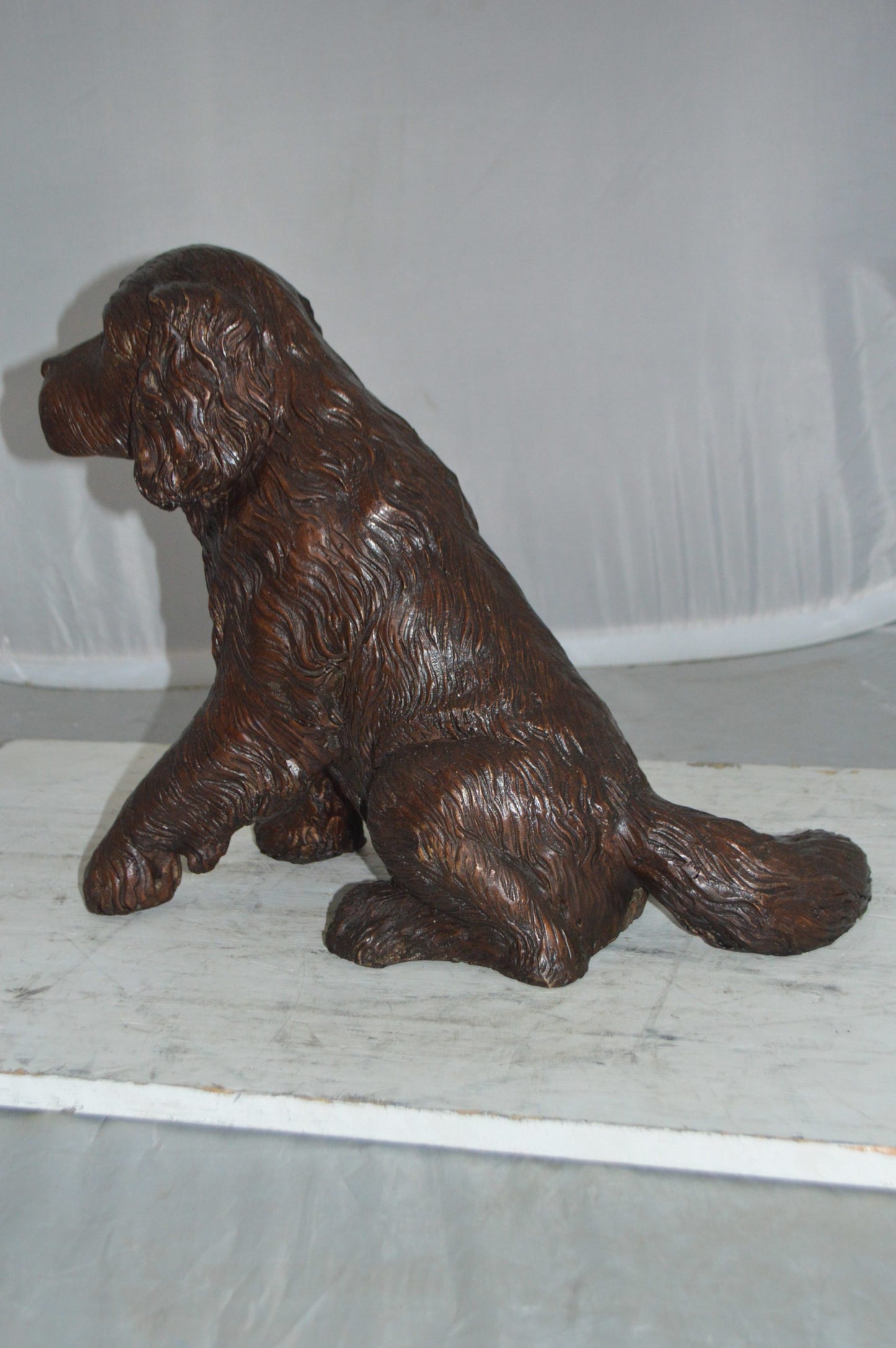 Cocker Spaniel dog Sitting Bronze Statue - Size: 20"L x 10"W x 16"H.
