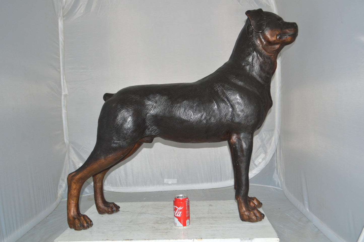 Rottweiler Dog Bronze Statue - Size: 44"L x 10"W x 36"H.