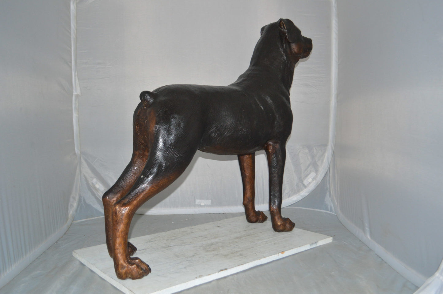 Rottweiler Dog Bronze Statue - Size: 44"L x 10"W x 36"H.