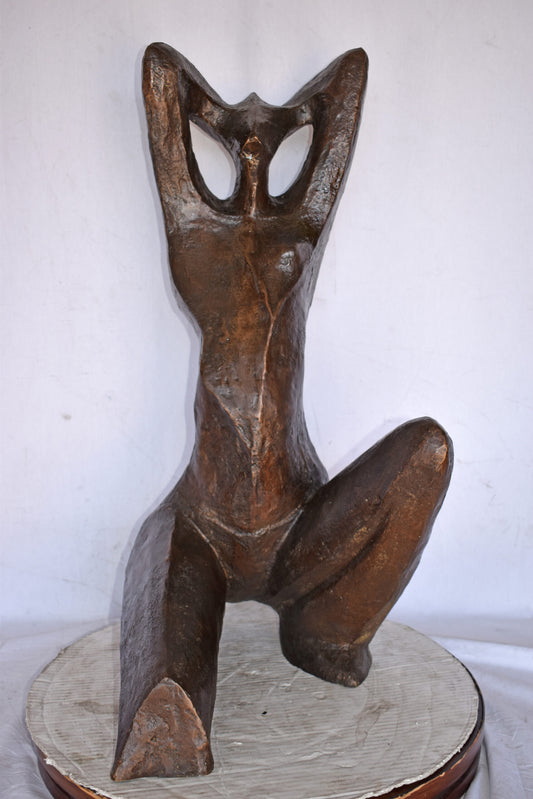 Modern Art Women Enjoying the Sun Bronze Statue - Size: 20"L x 13"W x 34"H.