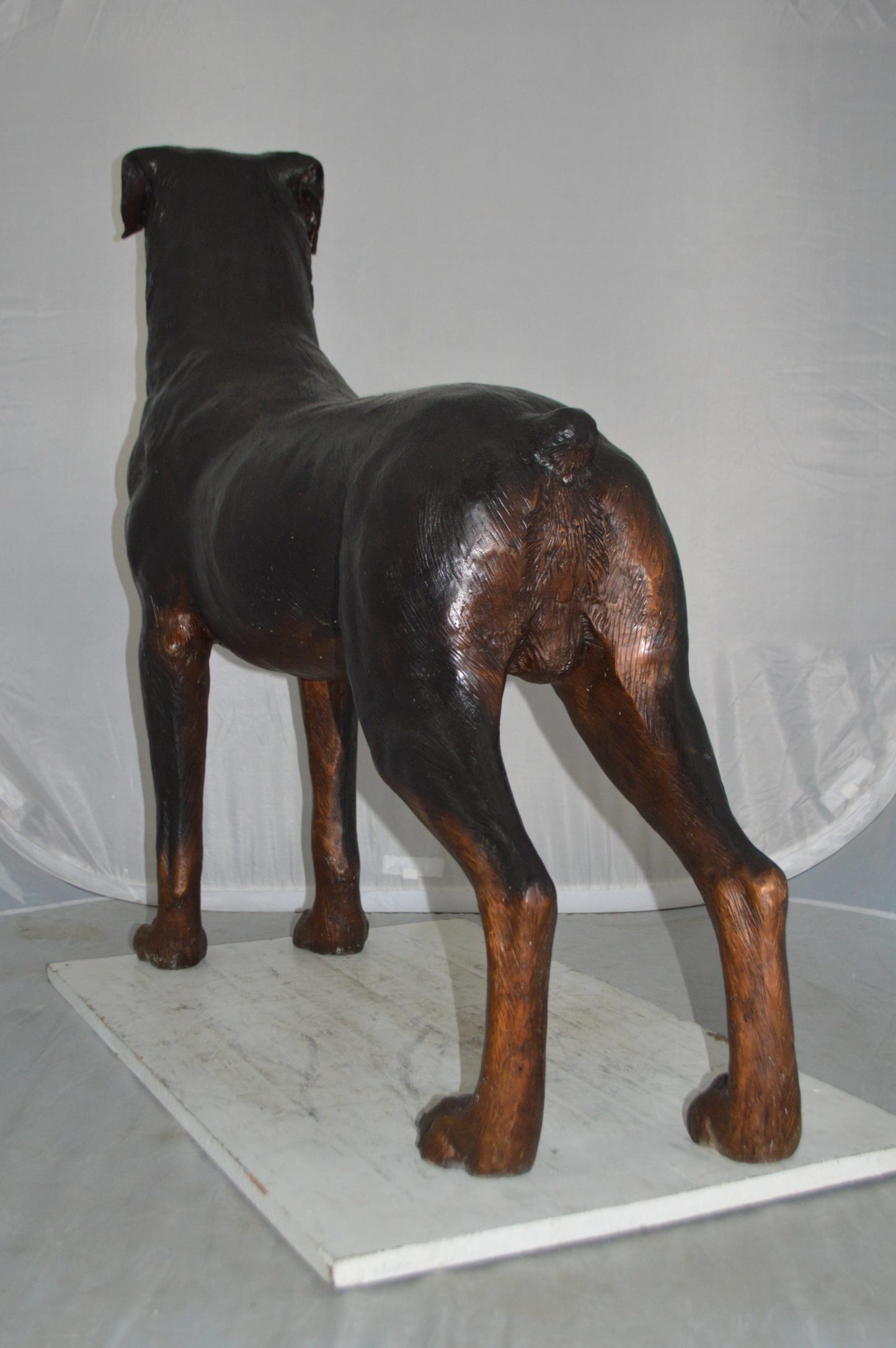 Rottweiler Dog Bronze Statue - Size: 44"L x 10"W x 36"H.