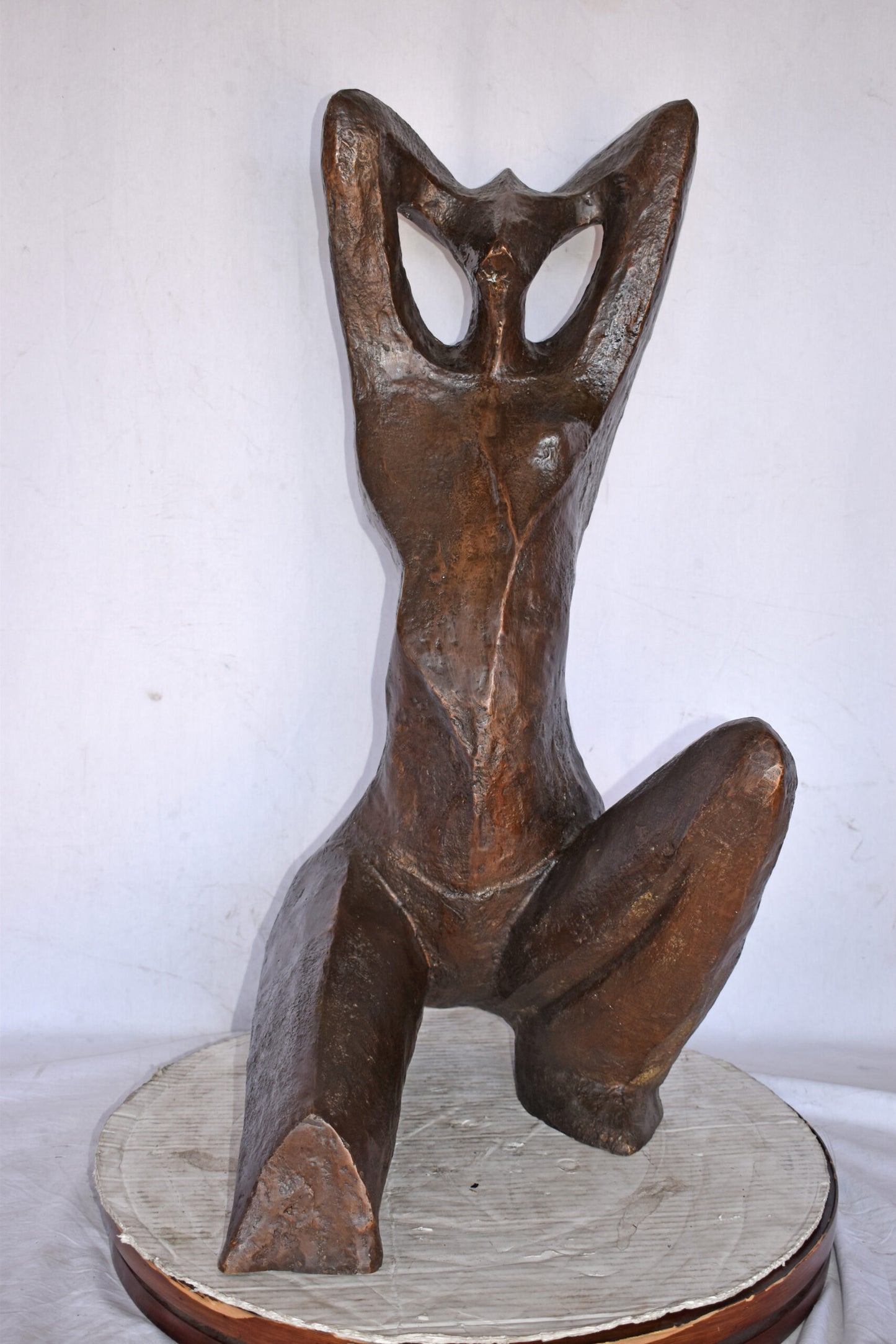 Modern Art Women Enjoying the Sun Bronze Statue - Size: 20"L x 13"W x 34"H.