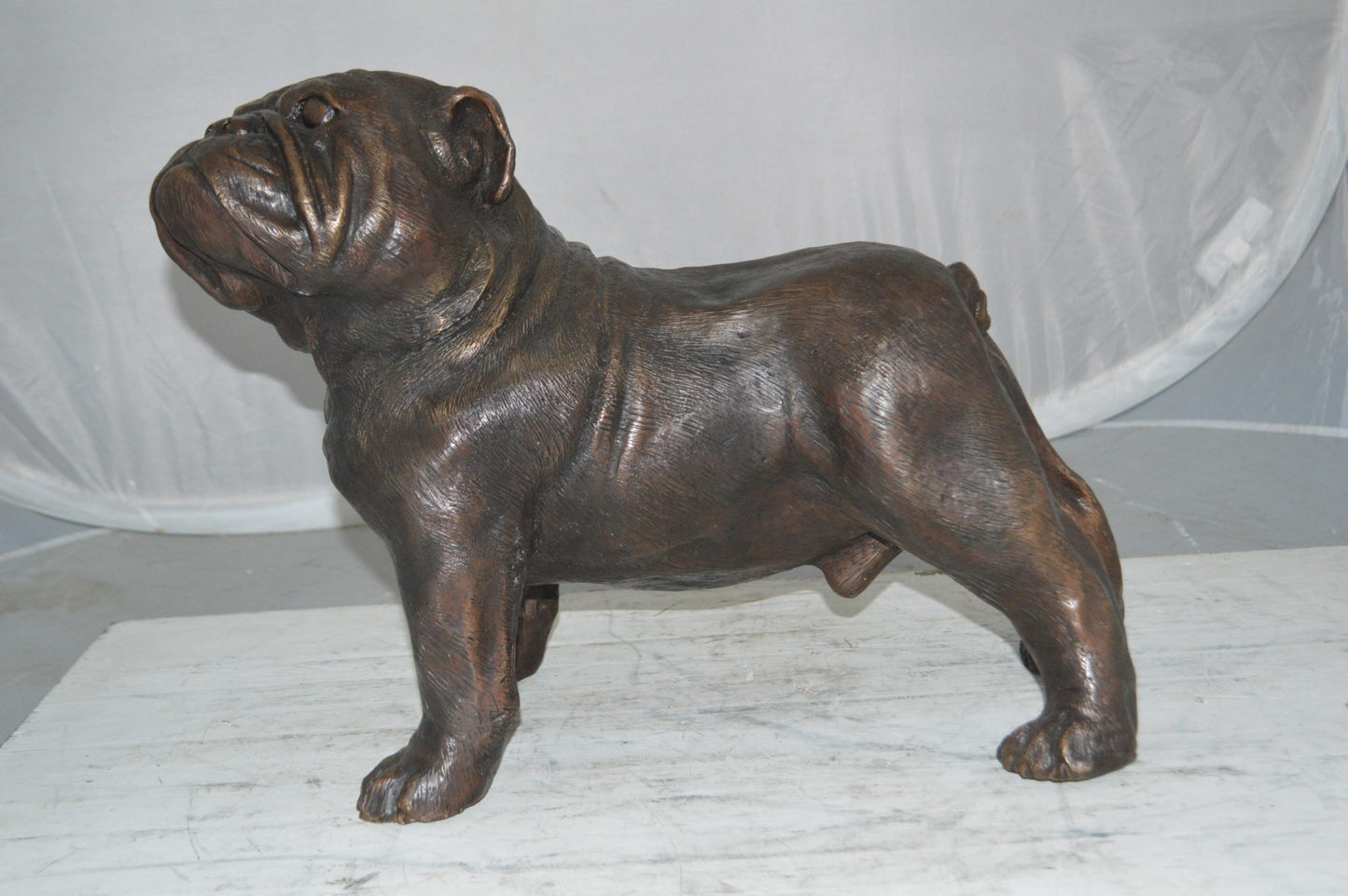 Bulldog Bronze Statue - Size: 20"L x 9"W x 15"H.