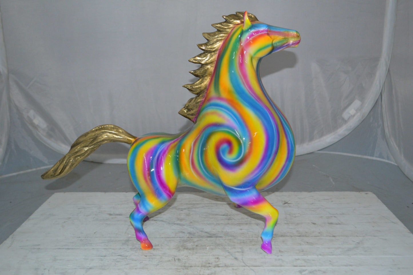 Modern Horse Bronze Statue - Size: 19"L x 9"W x 19"H.