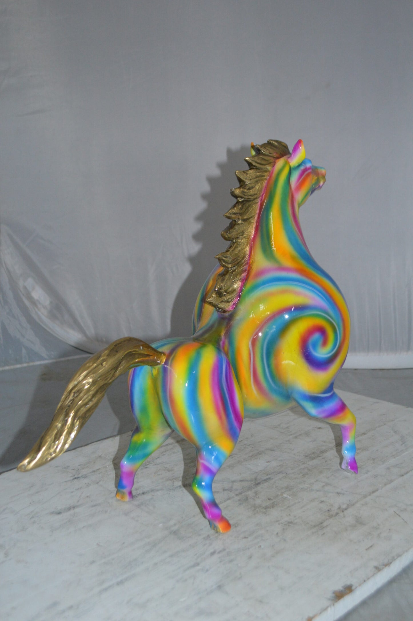 Modern Horse Bronze Statue - Size: 19"L x 9"W x 19"H.