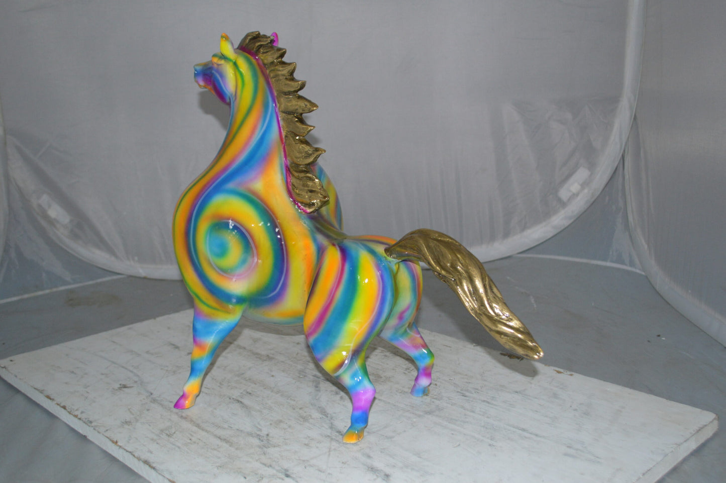 Modern Horse Bronze Statue - Size: 19"L x 9"W x 19"H.