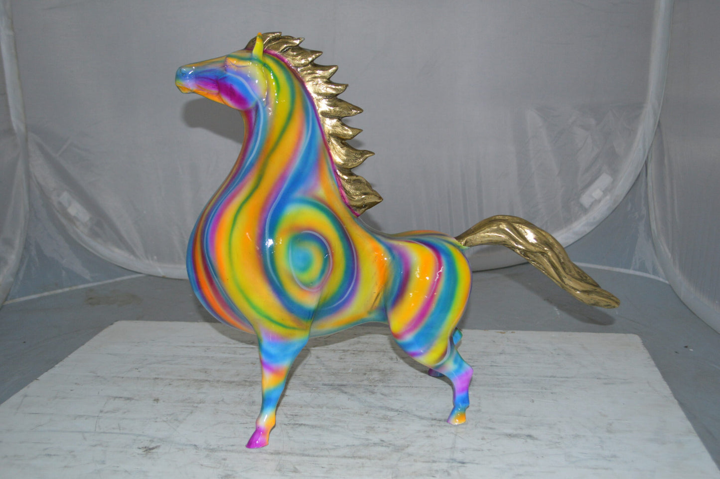 Modern Horse Bronze Statue - Size: 19"L x 9"W x 19"H.