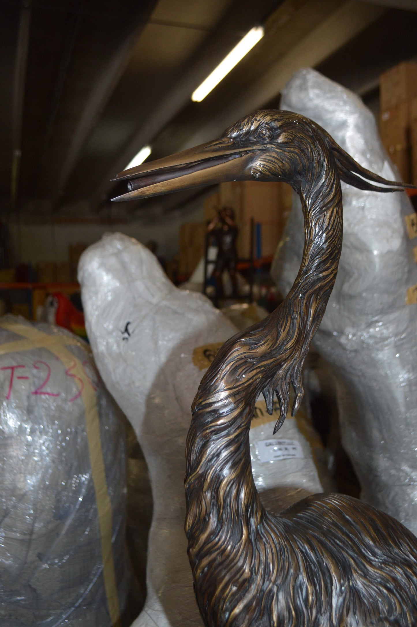 Two Herons on a three Bronze Fountain Statue - Size: 32"L x 24"W x 67"H.