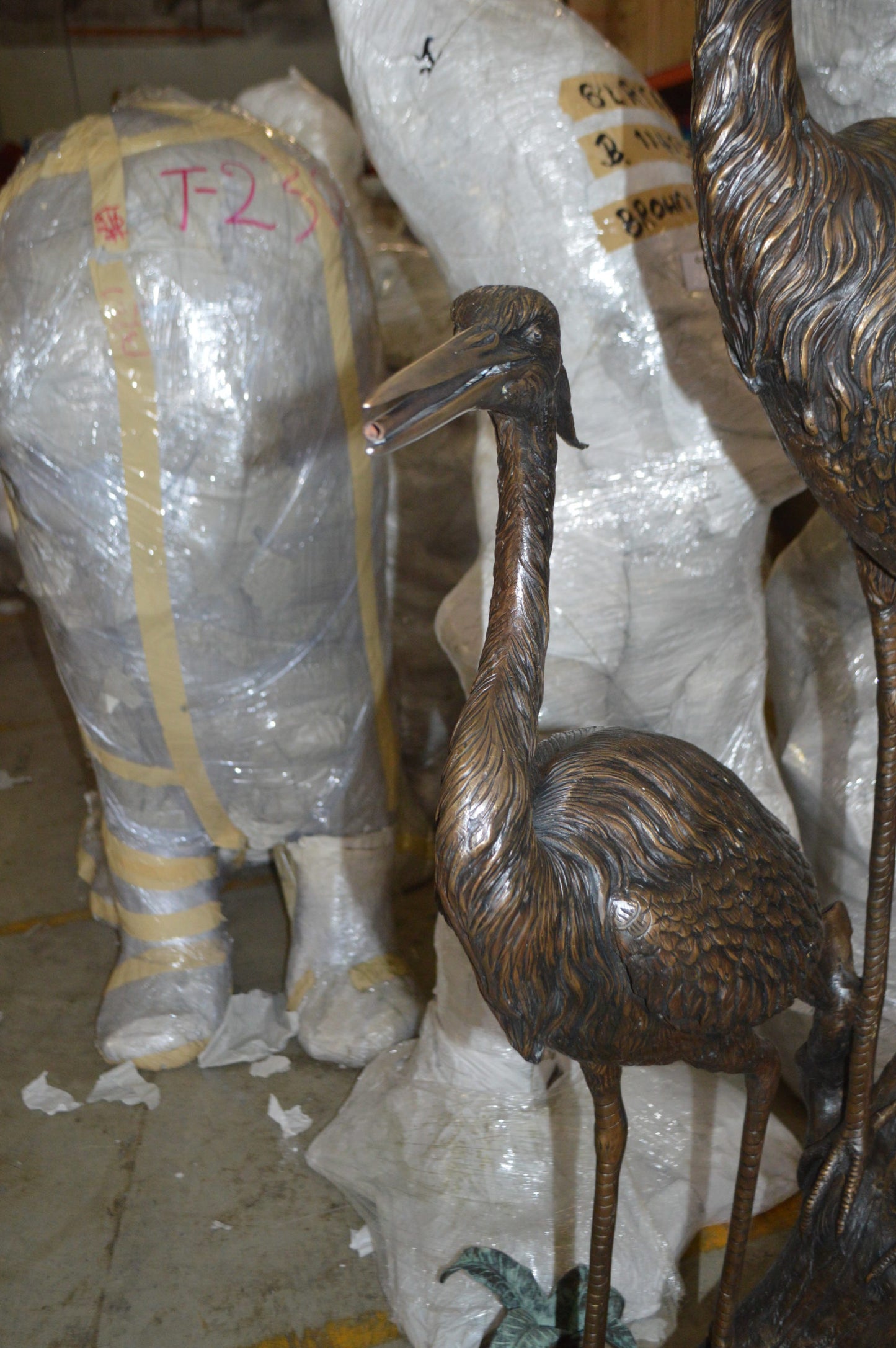 Two Herons on a three Bronze Fountain Statue - Size: 32"L x 24"W x 67"H.