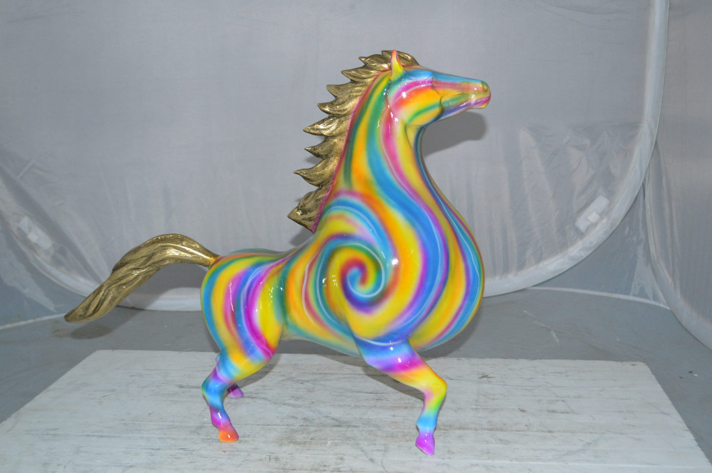 Modern Horse Bronze Statue - Size: 19"L x 9"W x 19"H.