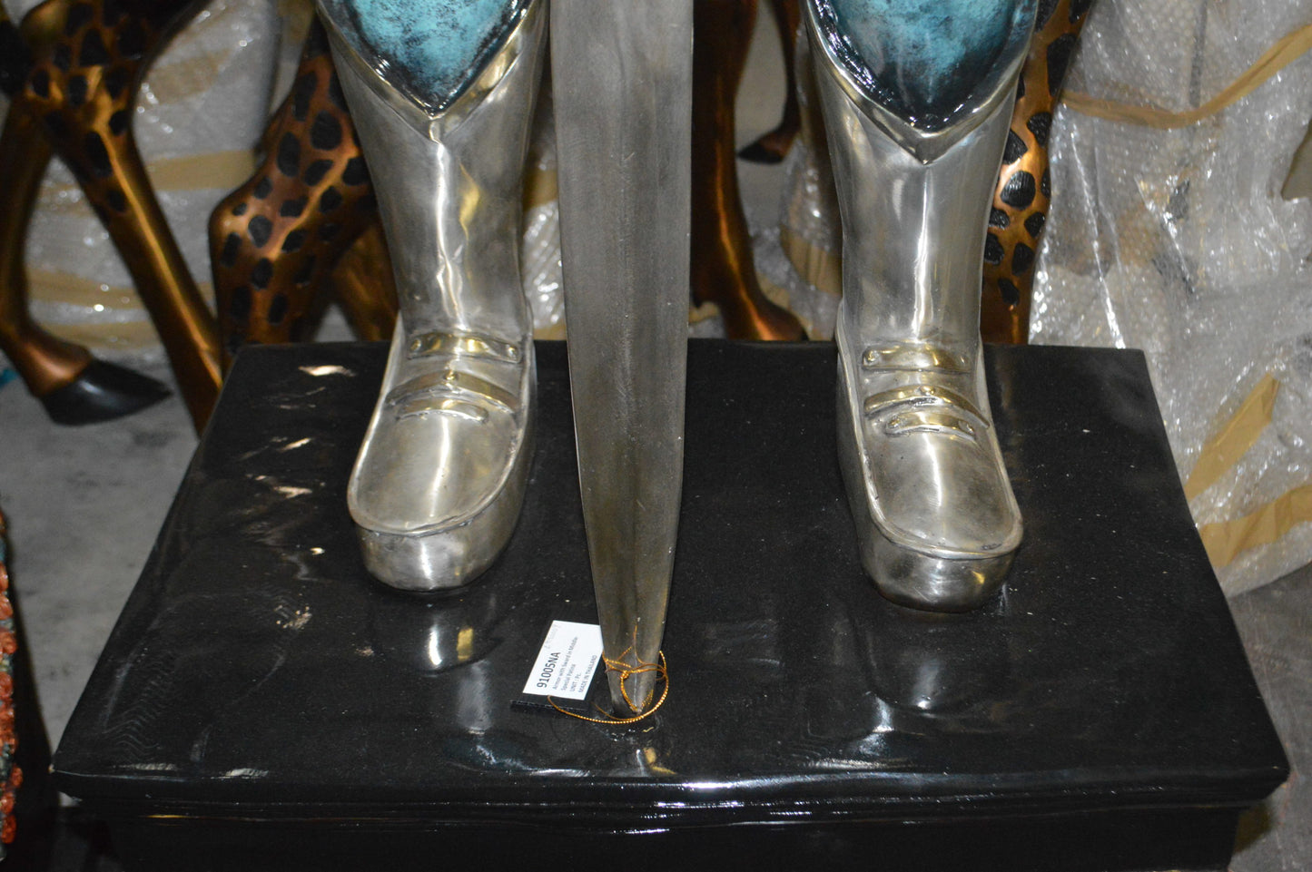 A Pair of Roman Soldiers standing with armor Bronze Statues - 22"x 31"x 93"H.