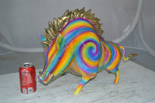 Fat Modern Boar Bronze Statue -  Size: 22"L x 9"W x 15"H.