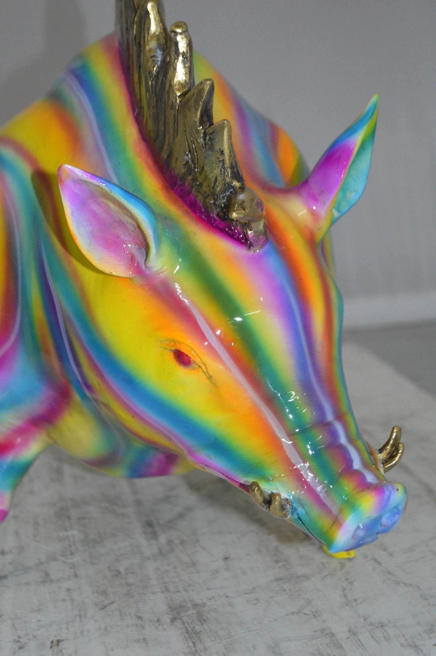 Fat Modern Boar Bronze Statue - Size: 22"L x 9"W x 15"H.
