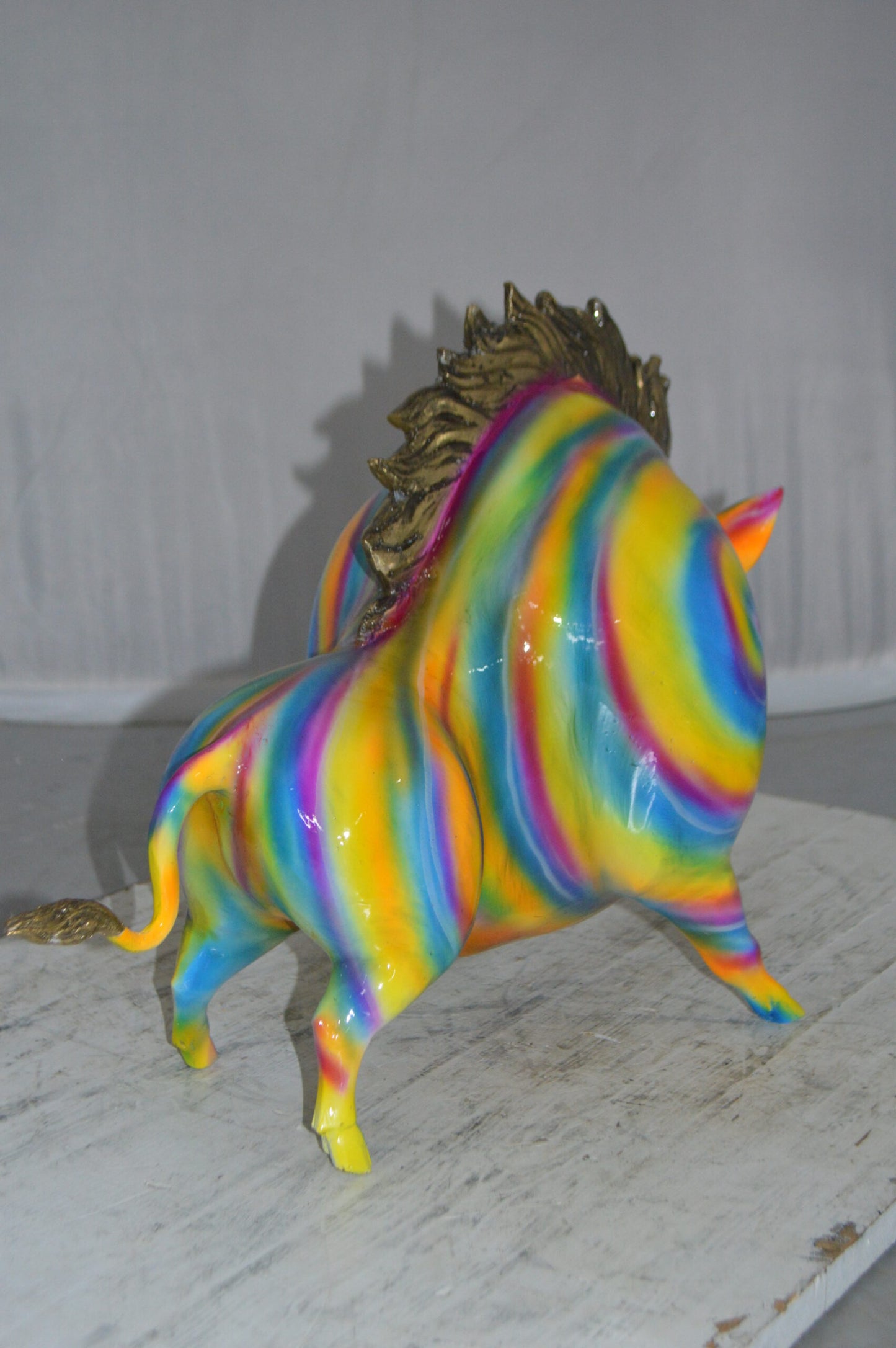 Fat Modern Boar Bronze Statue - Size: 22"L x 9"W x 15"H.