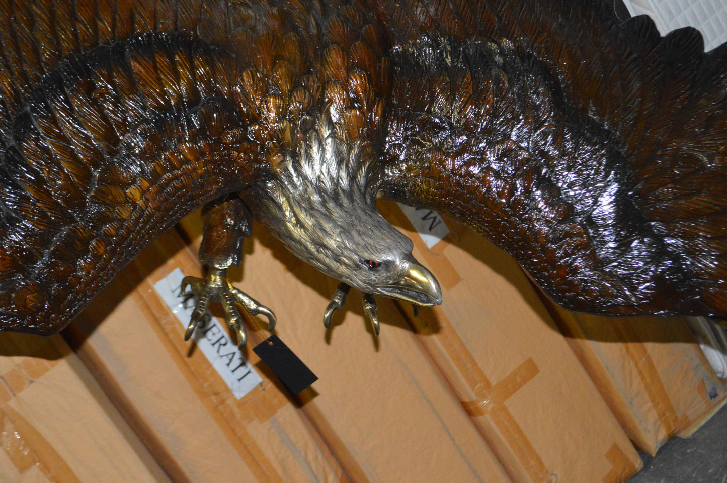 Eagle Flying To The Right Bronze Statue - Size: 22"L x 63"W x 67"H.
