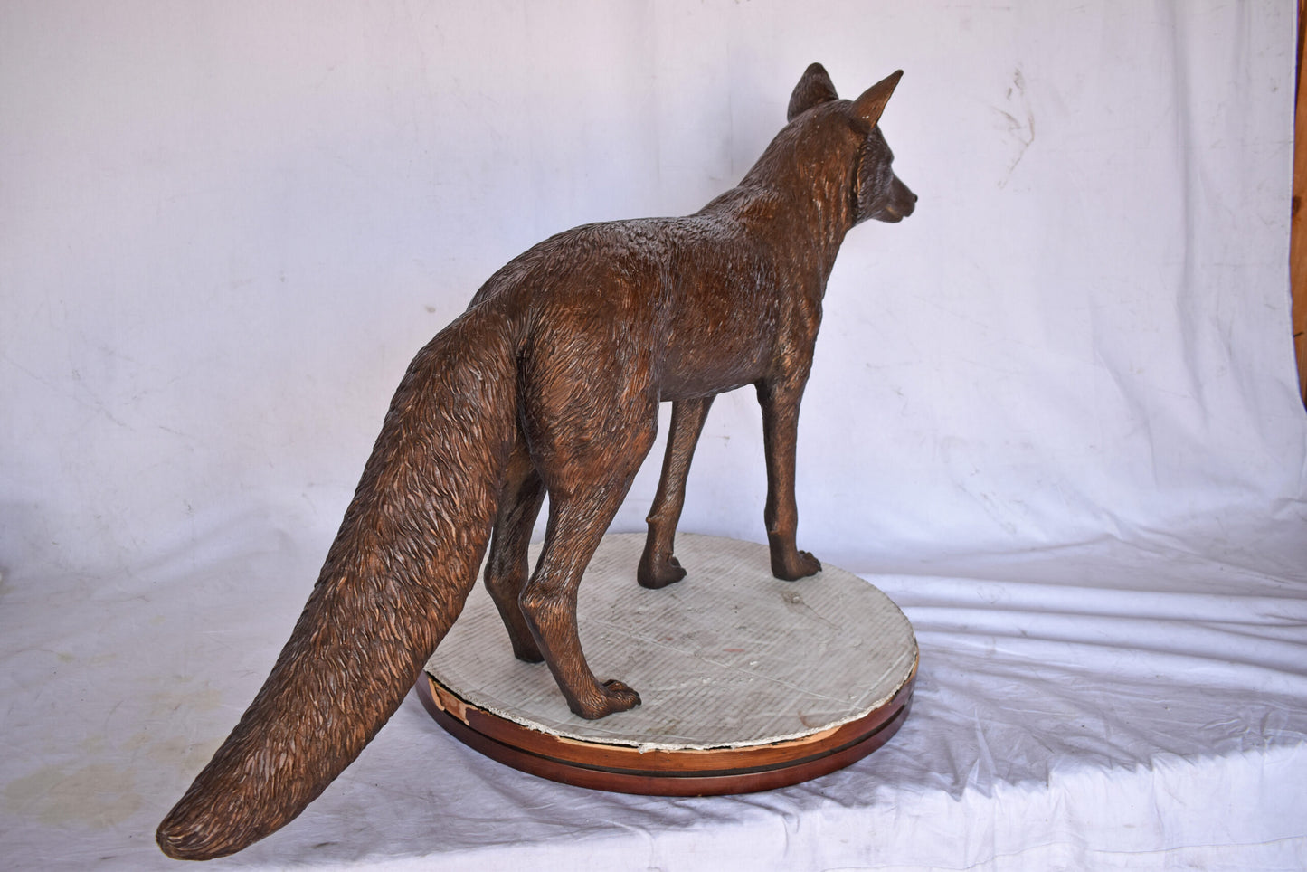 Fox Standing Life Size Bronze Statue - Size: 42"L x 9"W x 27"H.