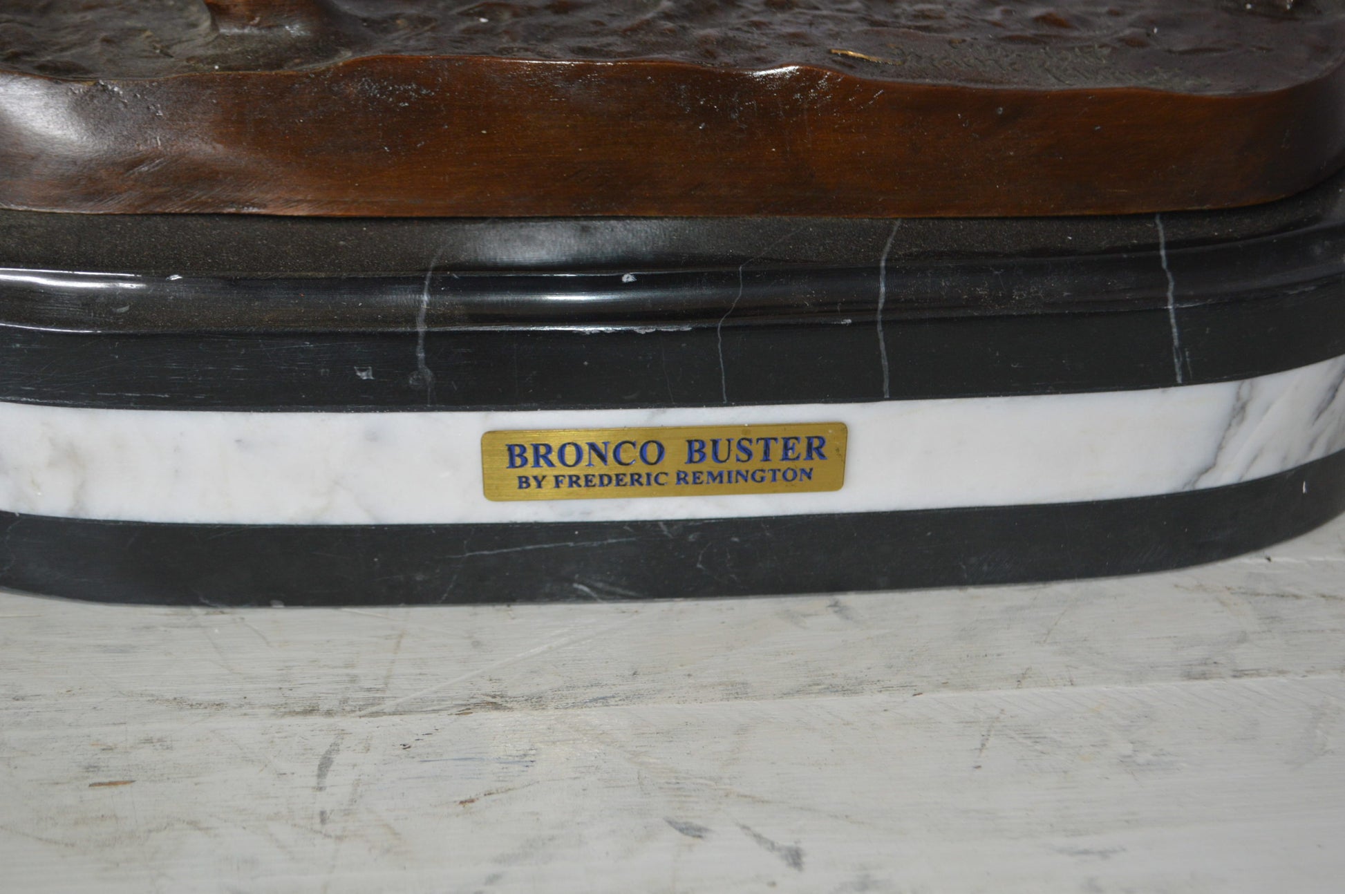 Bronco Buster by Remington Bronze Statue on a triple marble -  21"x 10"x 26"H.