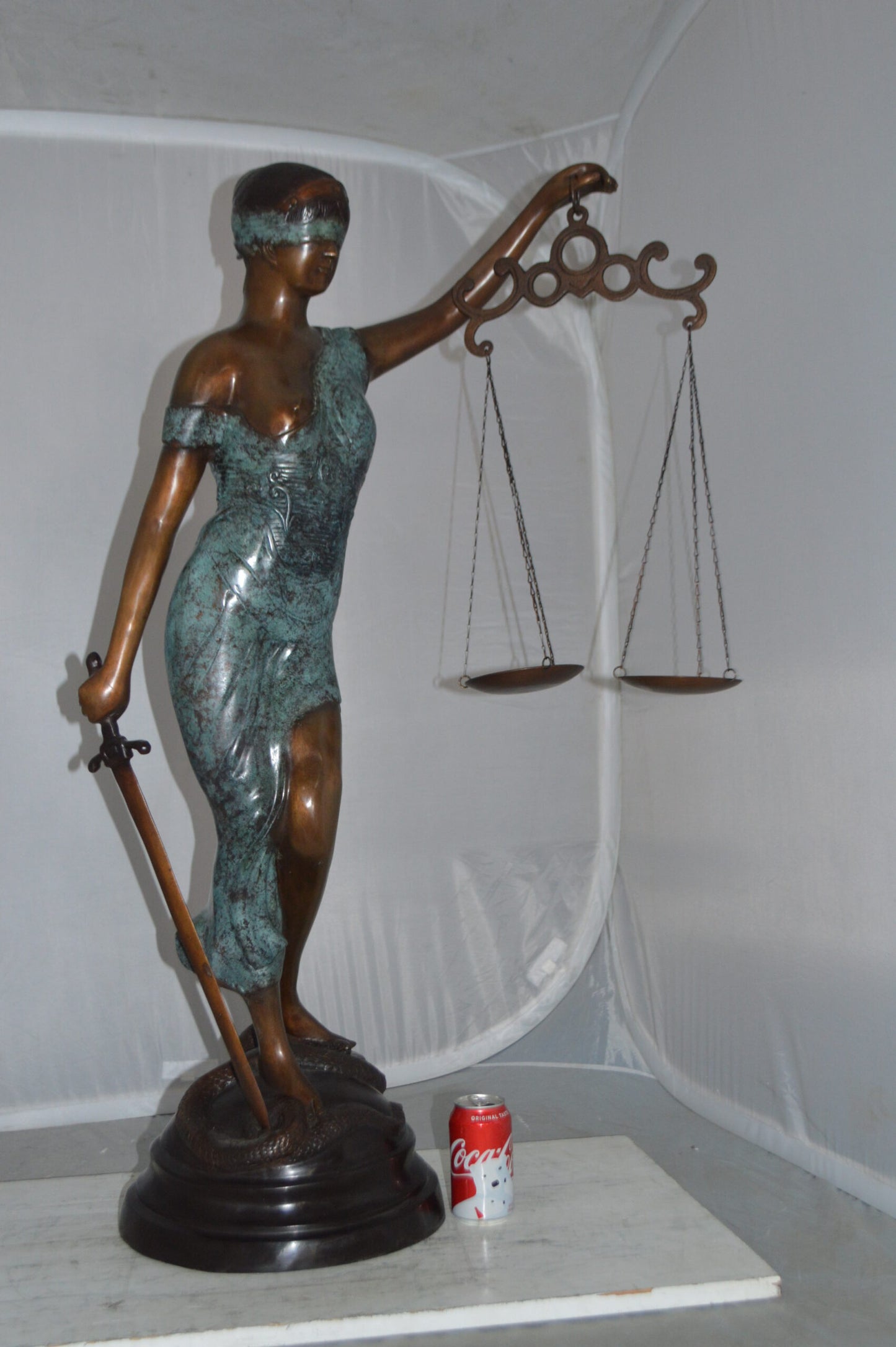 Lady Justice Large Bronze Statue - Size: 22"L x 13"W x 44"H.