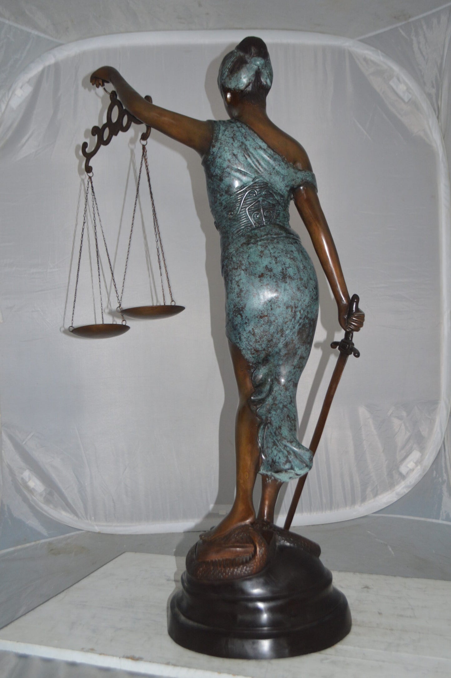 Lady Justice Large Bronze Statue - Size: 22"L x 13"W x 44"H.