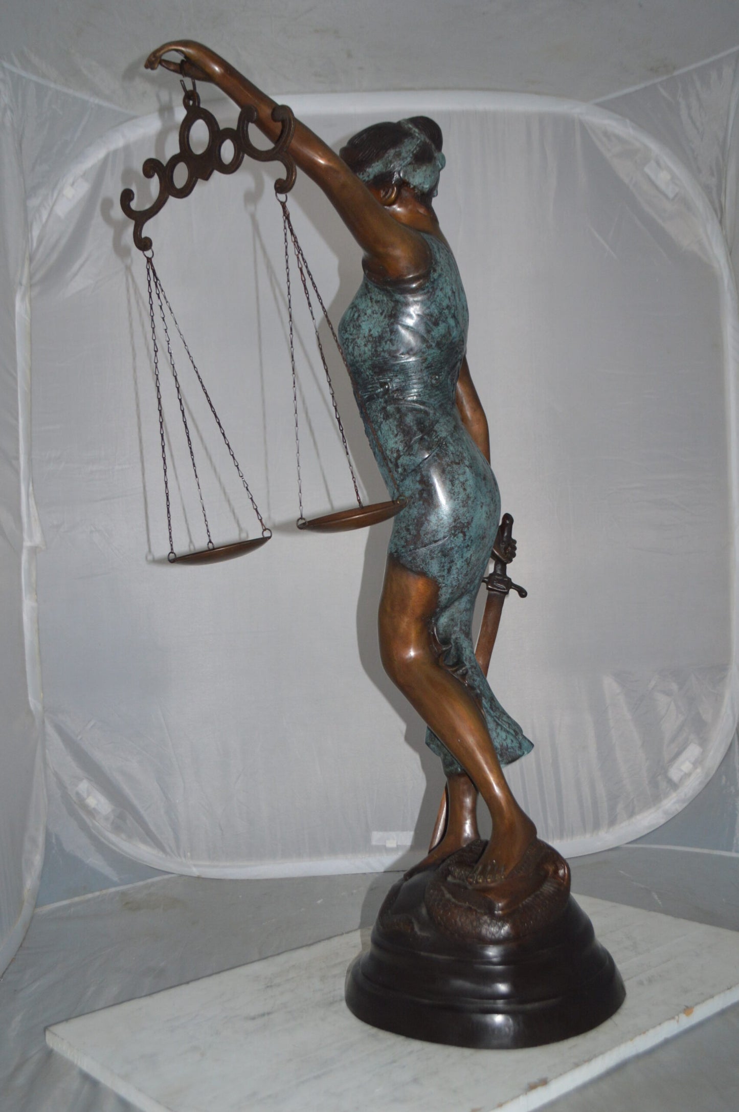 Lady Justice Large Bronze Statue - Size: 22"L x 13"W x 44"H.