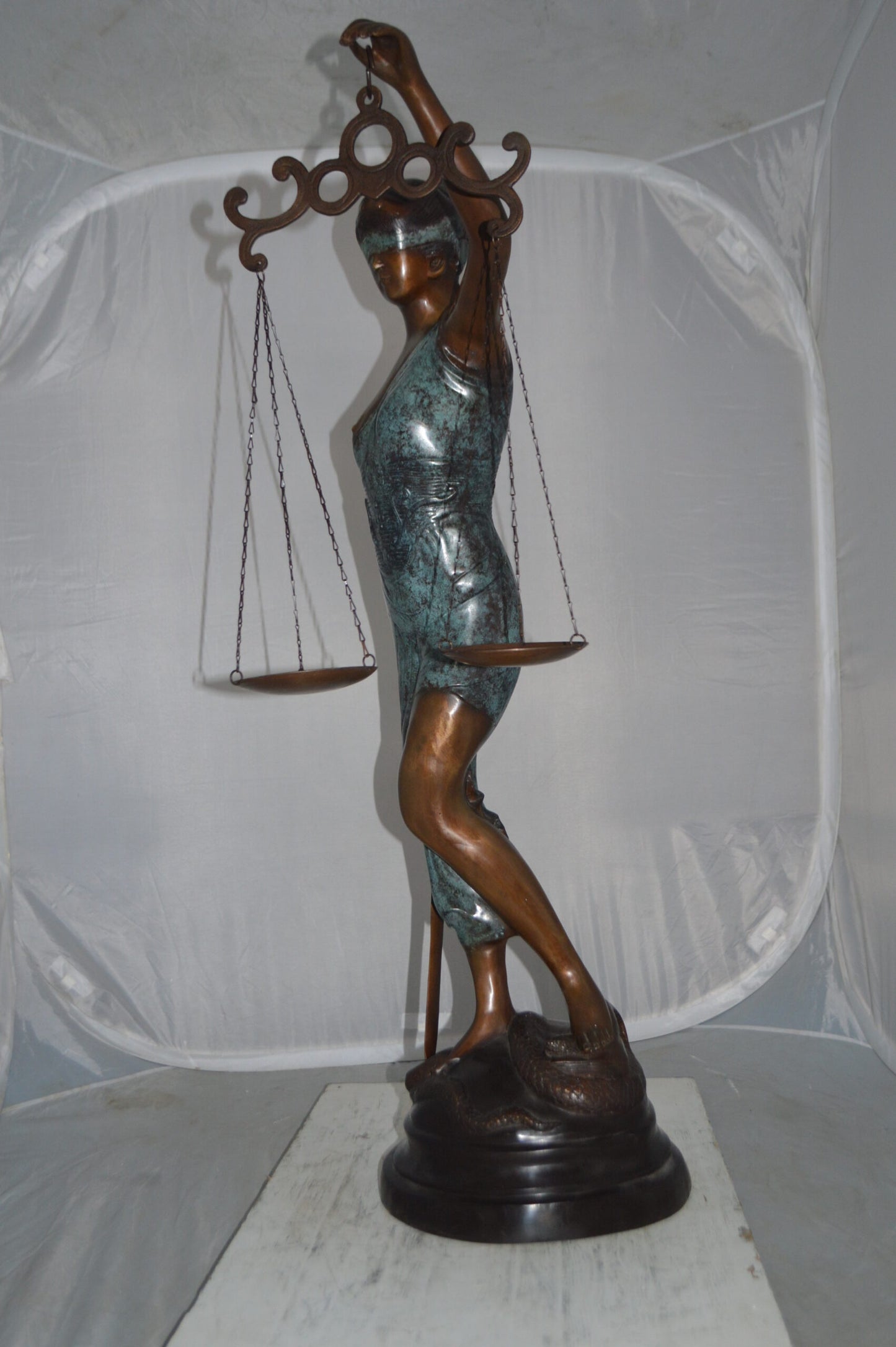 Lady Justice Large Bronze Statue - Size: 22"L x 13"W x 44"H.
