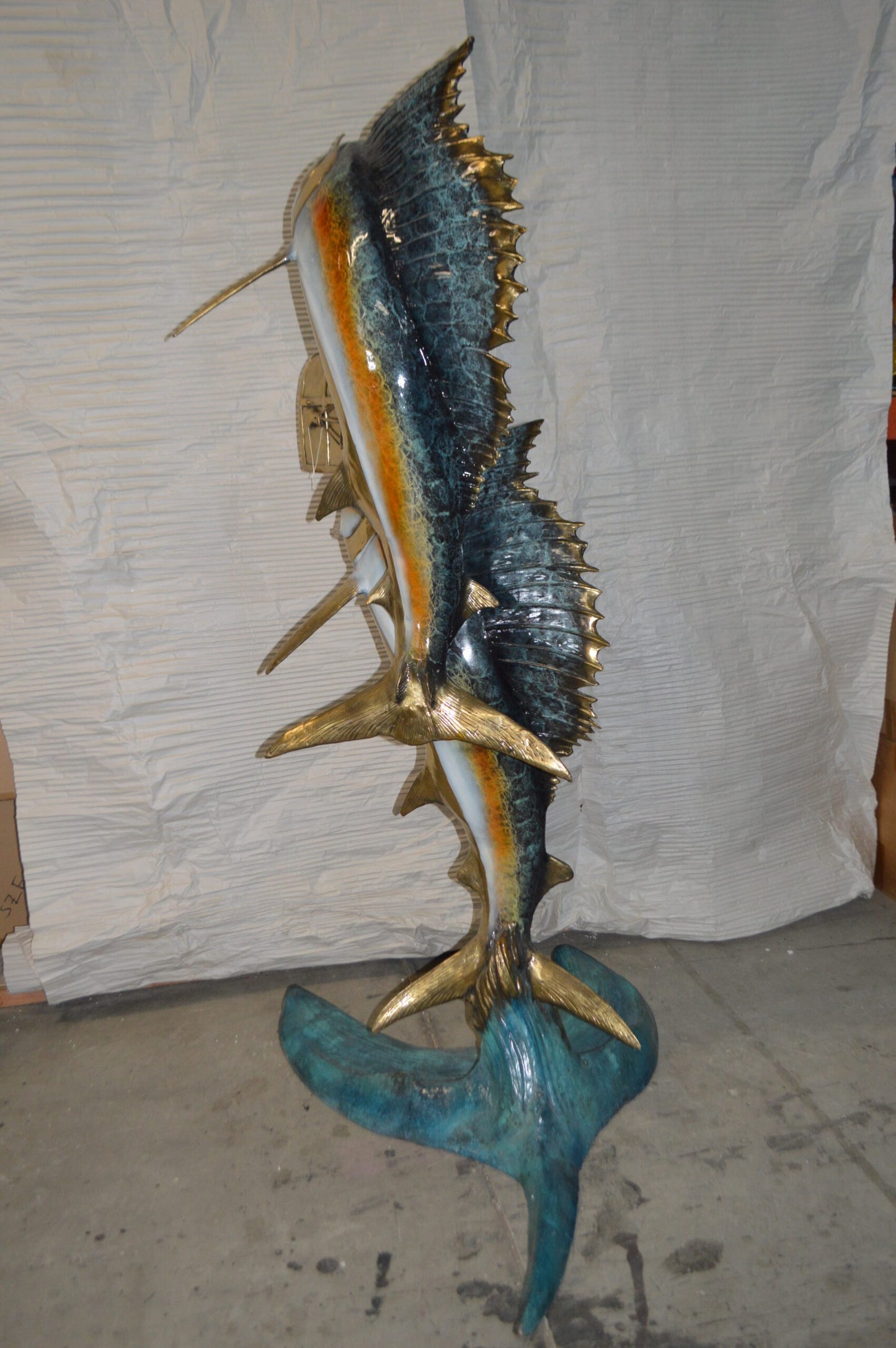Two Sailfish Mailbox Bronze Statue - Size: 45"L x 33"W x 74"H.