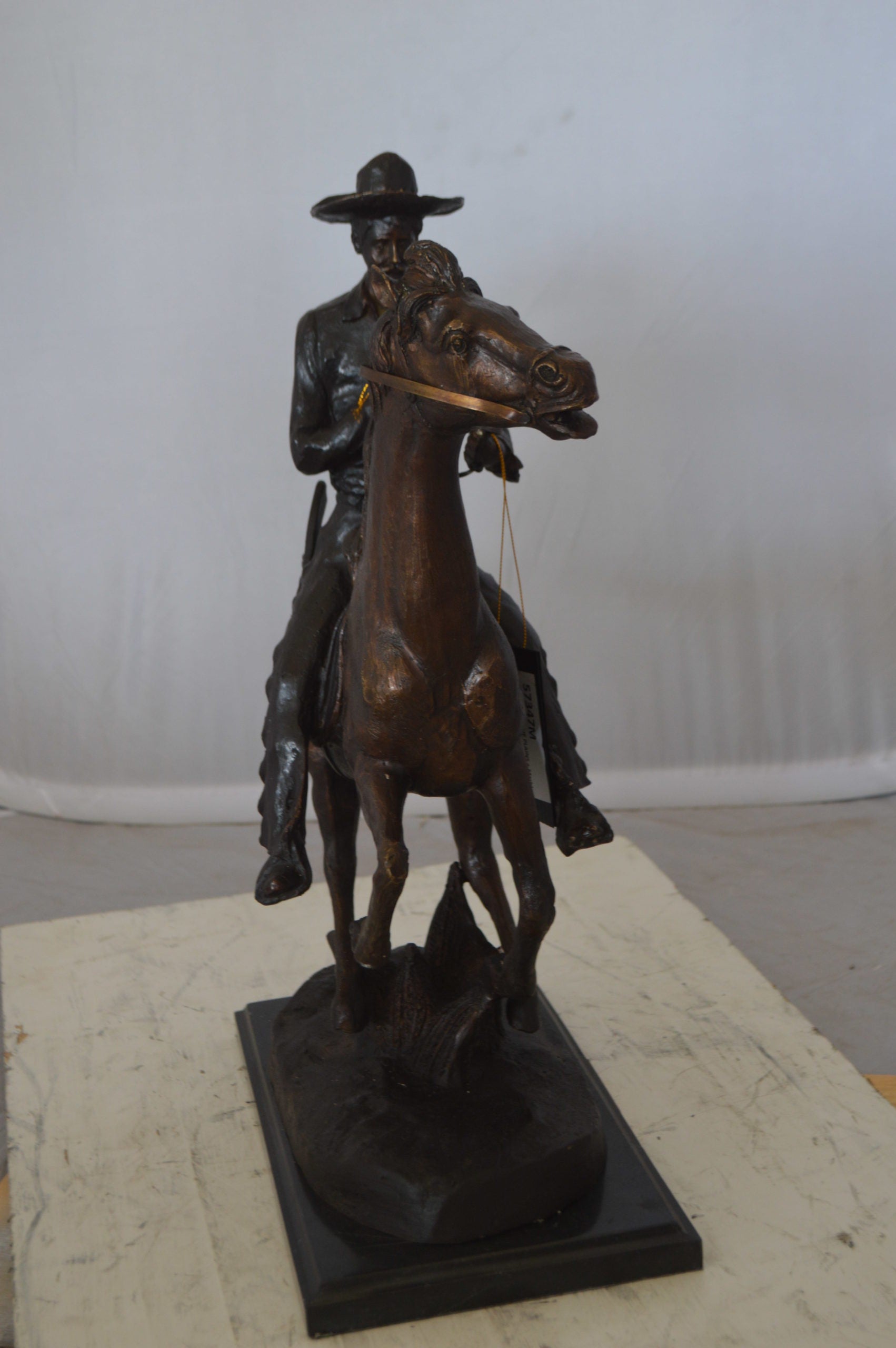 Trooper of the Plains Bronze Statue by Remington -  Size: 9"L x 22"W x 22"H.