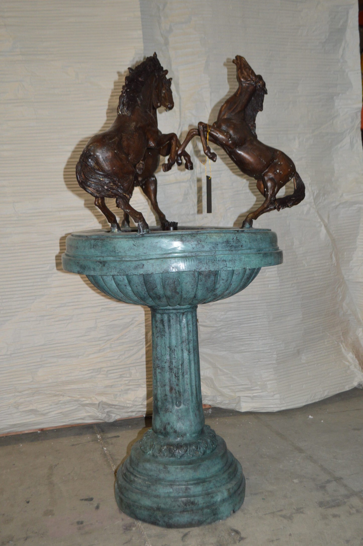 Three Horses on a Tray Fountain Bronze Statue - Size: 30"L x 30"W x 51"H.