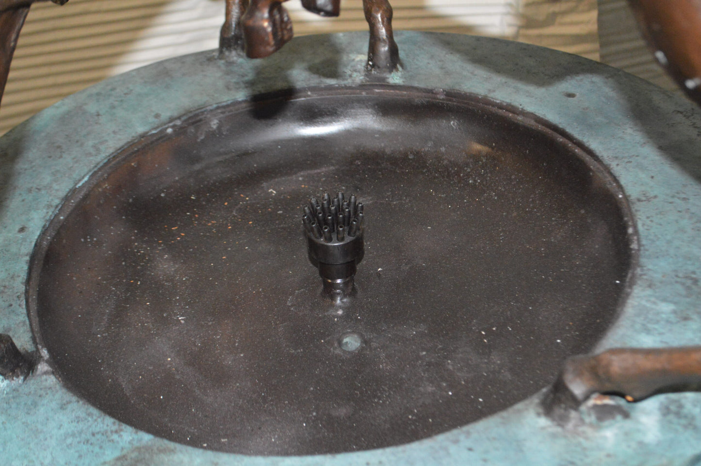 Three Horses on a Tray Fountain Bronze Statue - Size: 30"L x 30"W x 51"H.