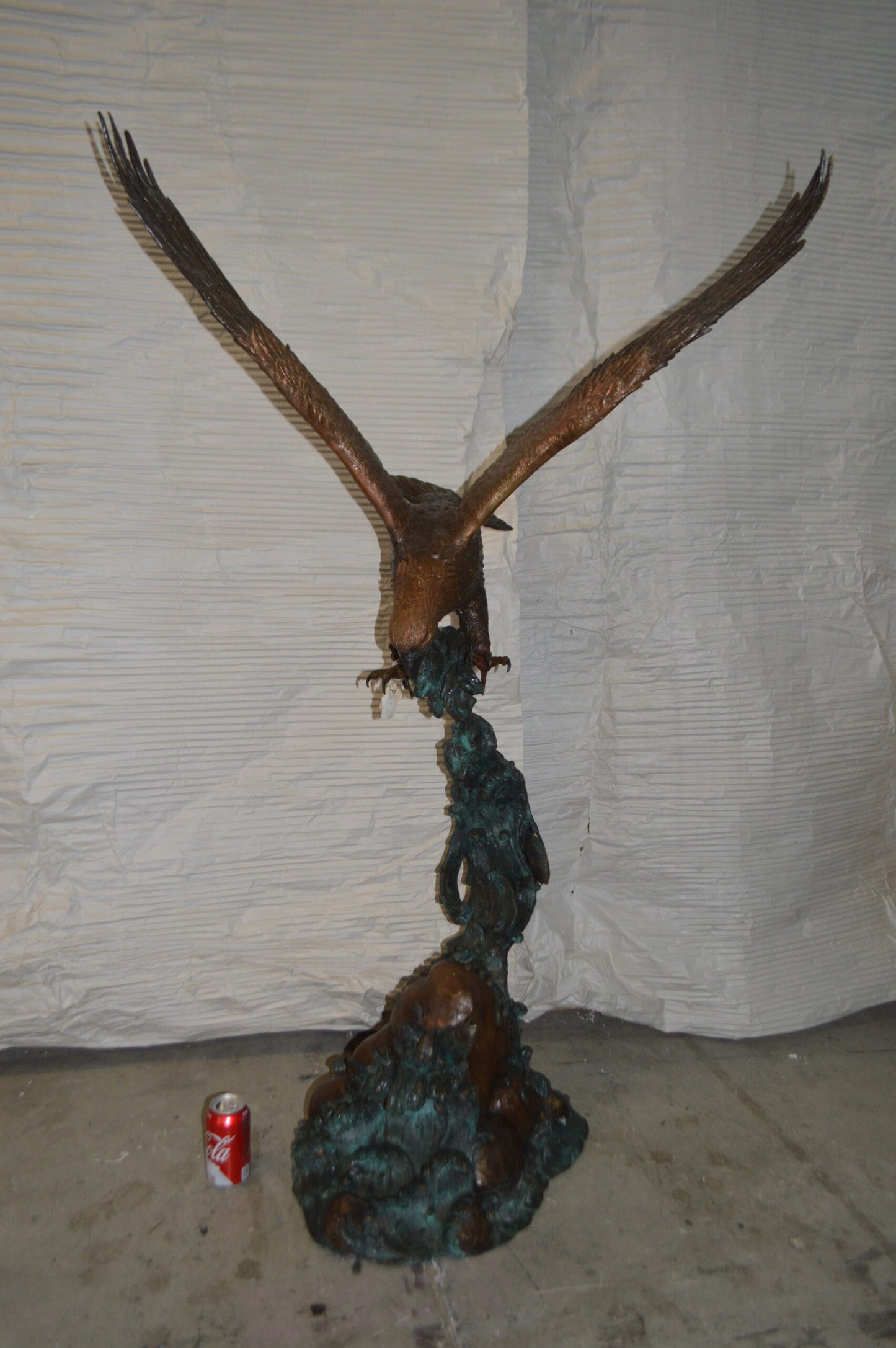 Flying Eagle on Wave Bronze Statue - Size: 25"L x 35"W x 57"H.