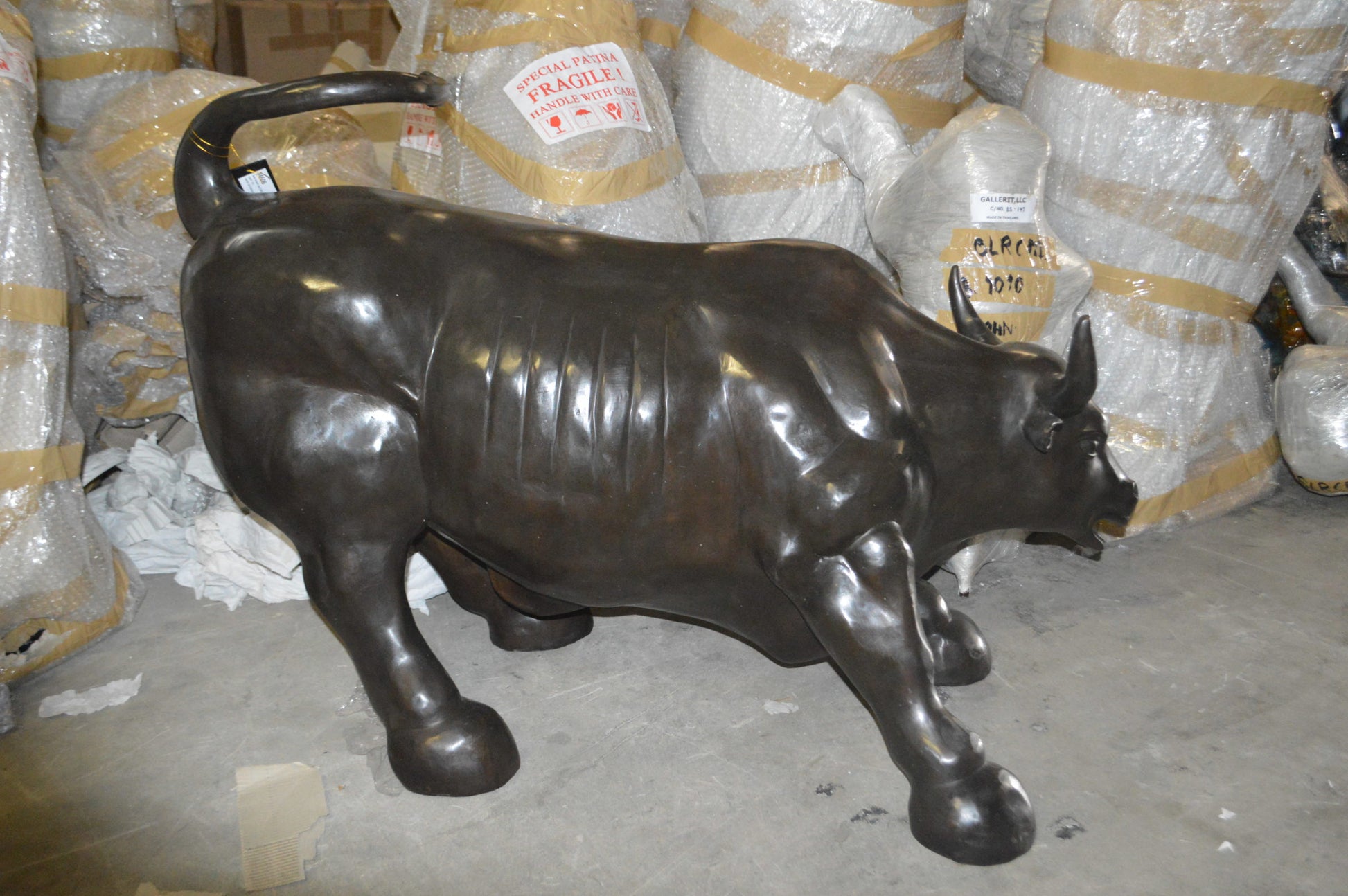 Wall street Bull - large Bronze Statue -  Size: 22"L x 50"W x 33"H.