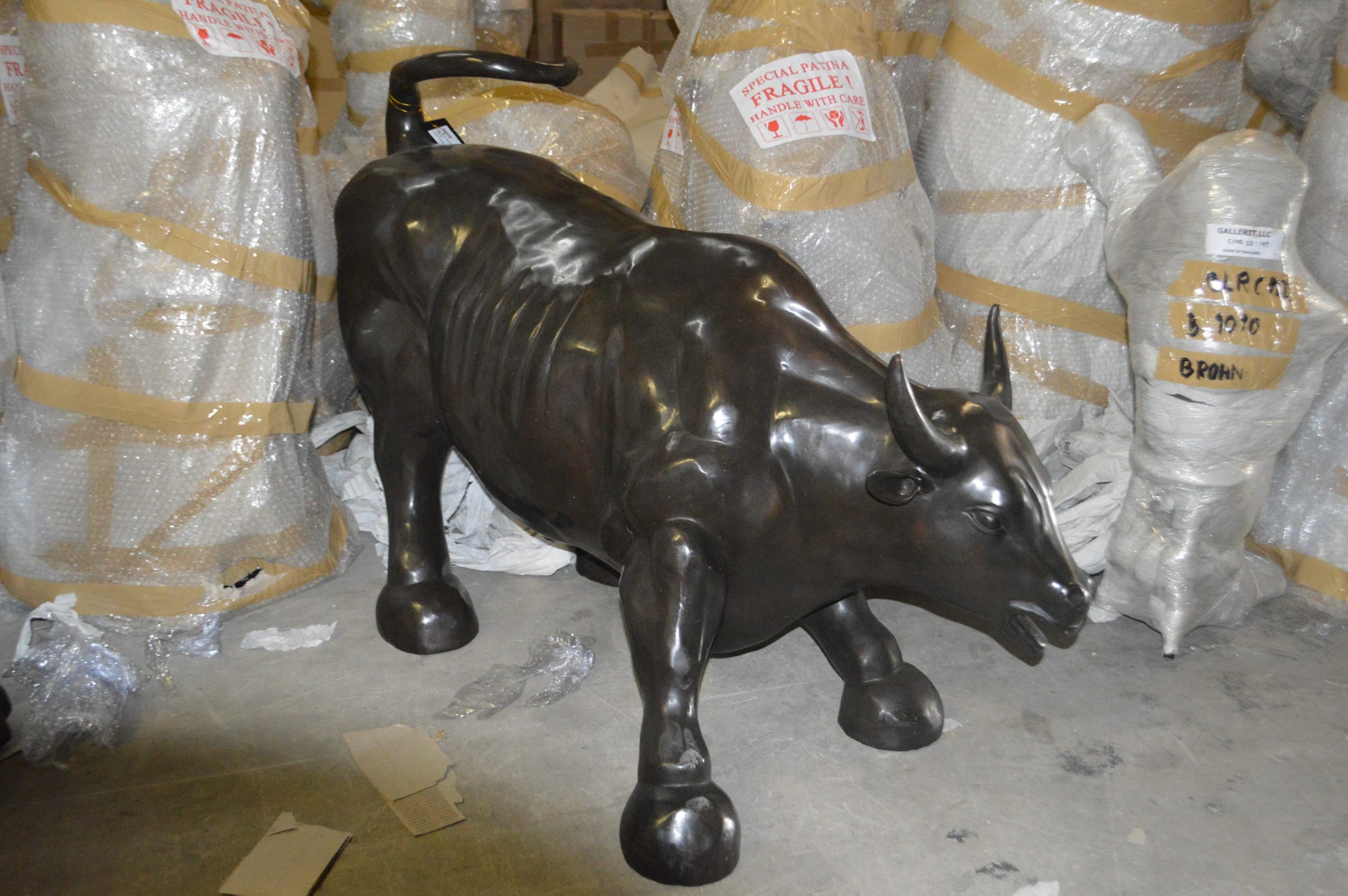 Wall street Bull - large Bronze Statue -  Size: 22"L x 50"W x 33"H.