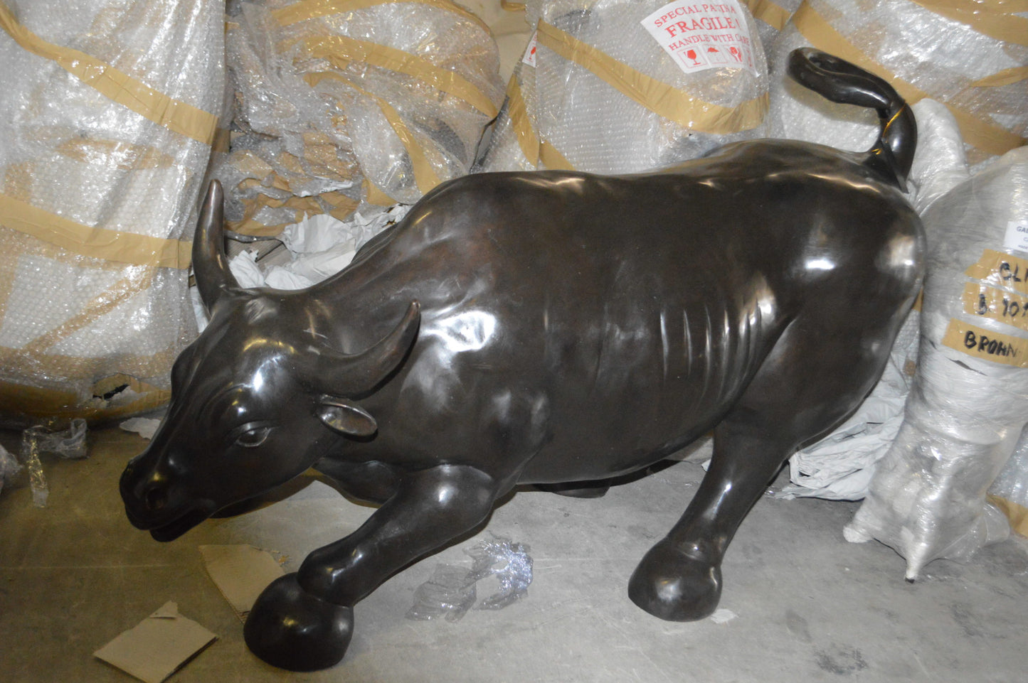 Wall street Bull - large Bronze Statue -  Size: 22"L x 50"W x 33"H.