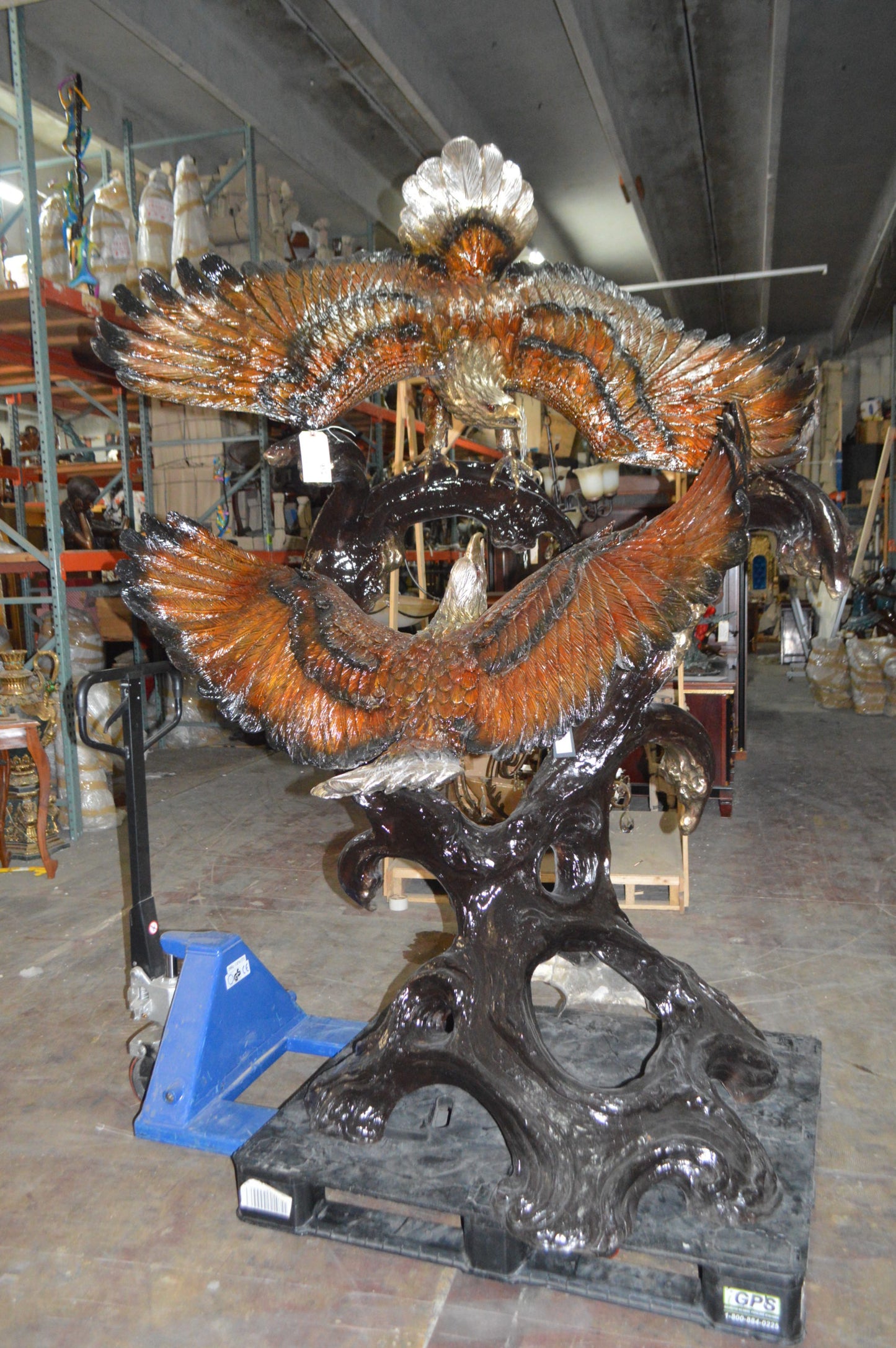 Two Eagles Fighting -Giant Bronze Statue - Size: 64"L x 44"W x 92"H.