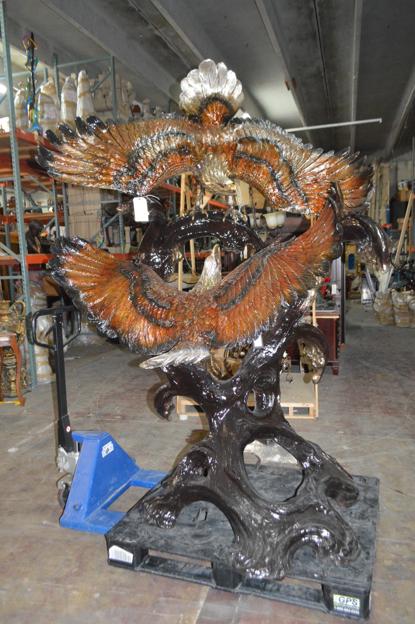 Two Eagles Fighting -Giant Bronze Statue - Size: 64"L x 44"W x 92"H.