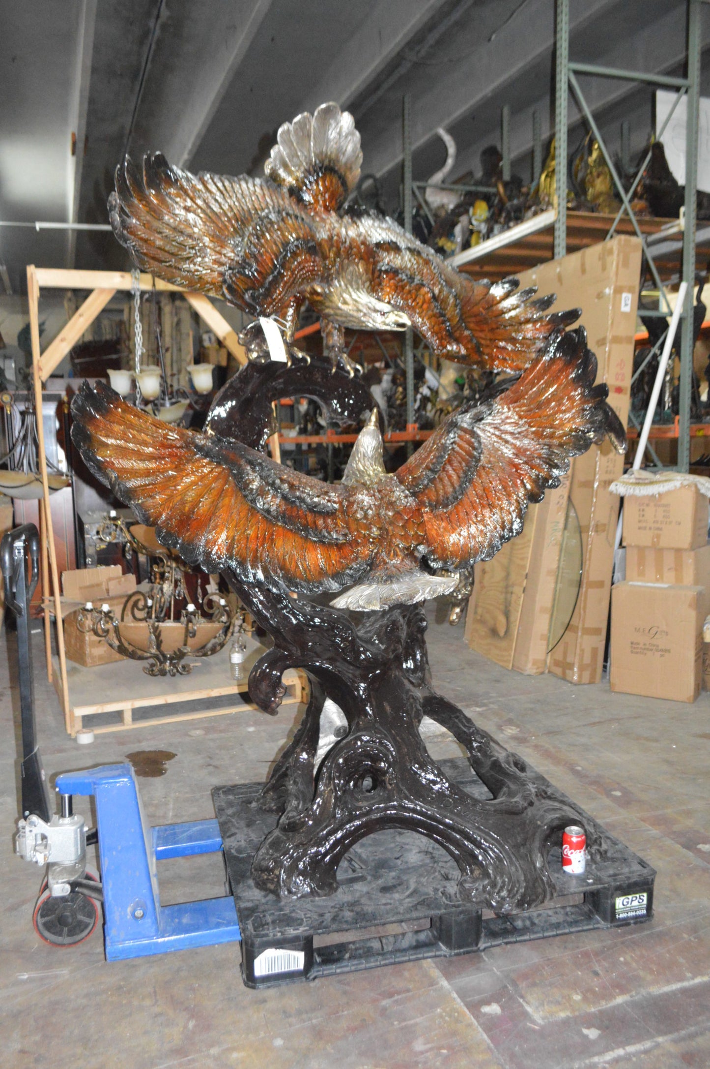Two Eagles Fighting -Giant Bronze Statue - Size: 64"L x 44"W x 92"H.