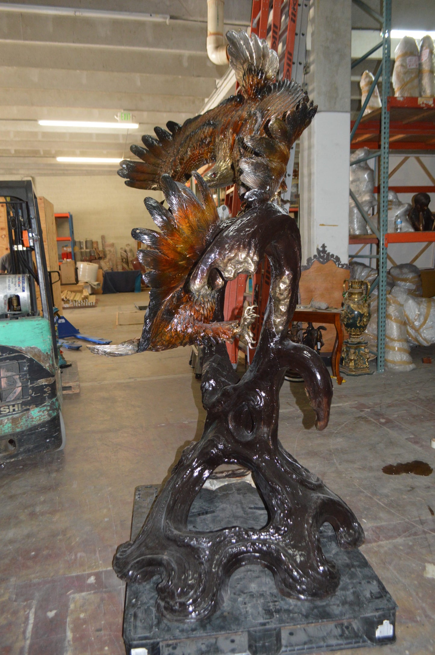 Two Eagles Fighting -Giant Bronze Statue - Size: 64"L x 44"W x 92"H.