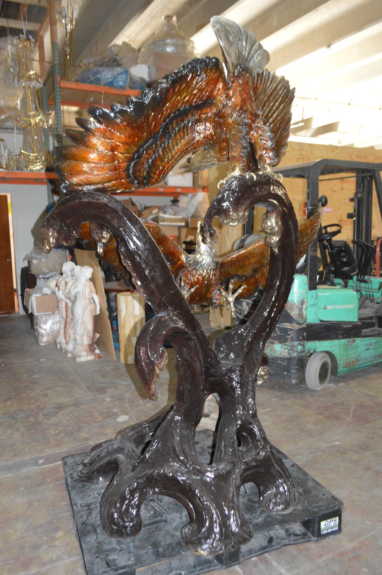 Two Eagles Fighting -Giant Bronze Statue - Size: 64"L x 44"W x 92"H.